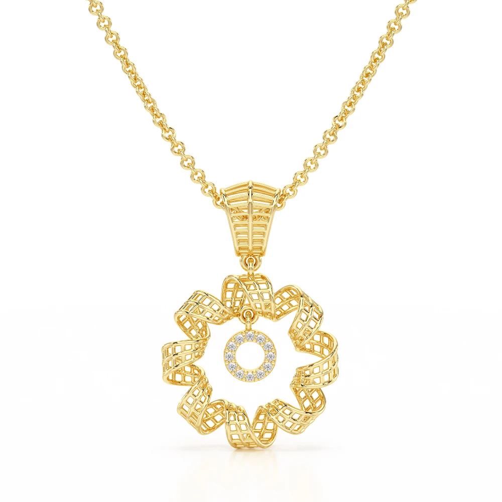 Royal Spiral 18k Yellow Gold Diamond Pendant