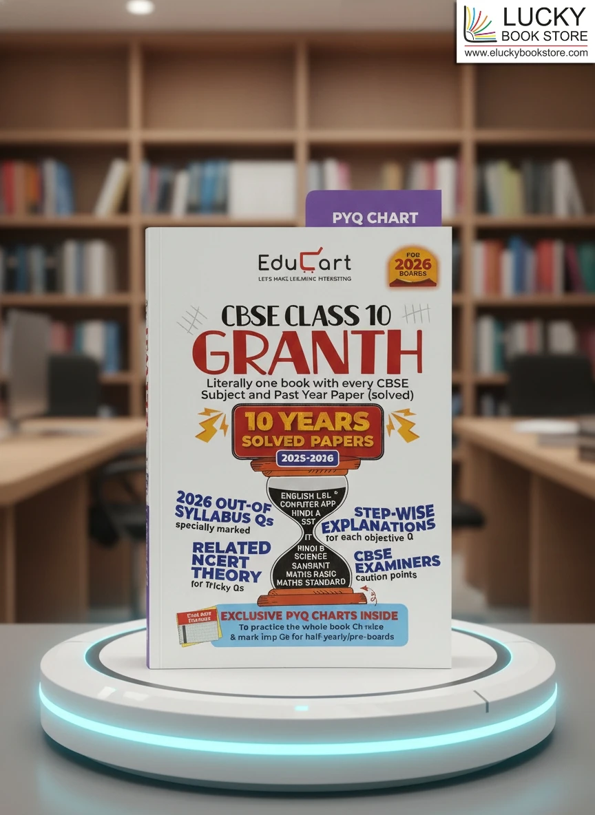 Educart Granth CBSE Class 10 Previous 10 Year Solved Papers 2026 - with PYQ Charts (Mathematics Standard & Basic, Social Science, Science, Hindi A & B, English, Computer Applications, IT and Sanskrit) for 2025-26 Boards