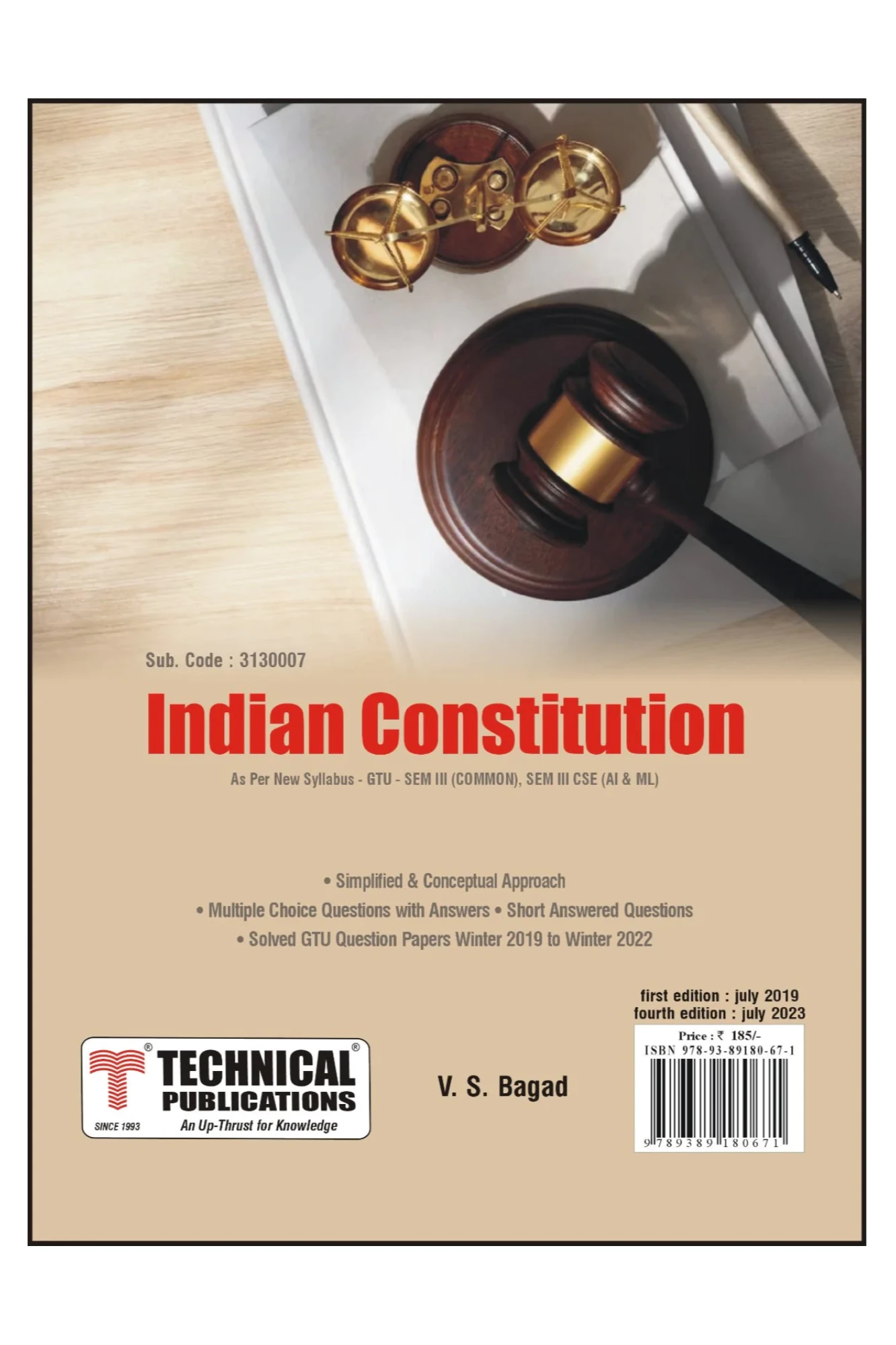3rd SEM BE INDIAN CONSTITUTION BY TECHNICAL PUB | Subject Code: