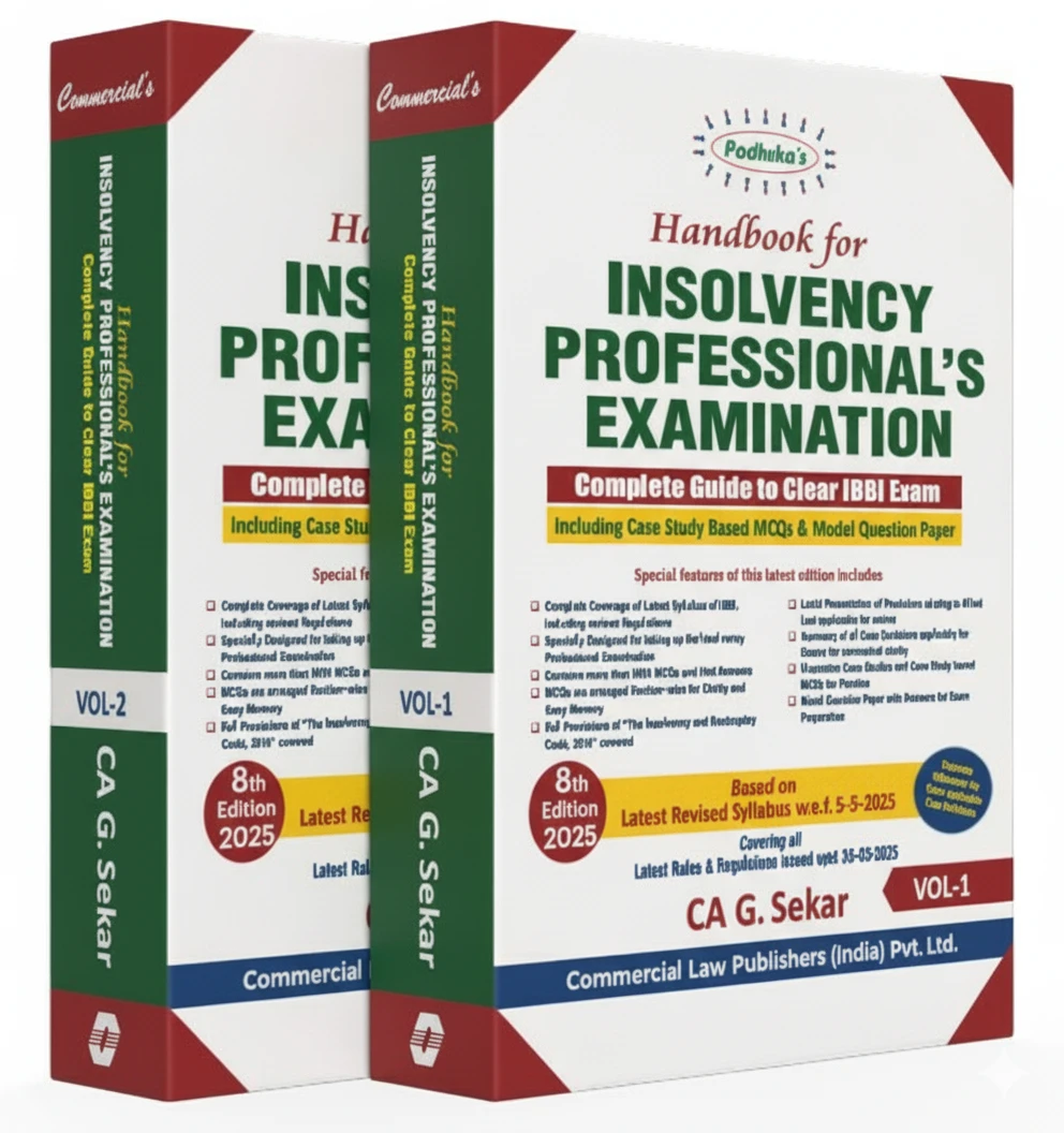 Paduka's Handbook for Insolvency Professional's Examination (Set of 2 Vols.) 8th Edition 2025 by G Sekar | Commerceal Law