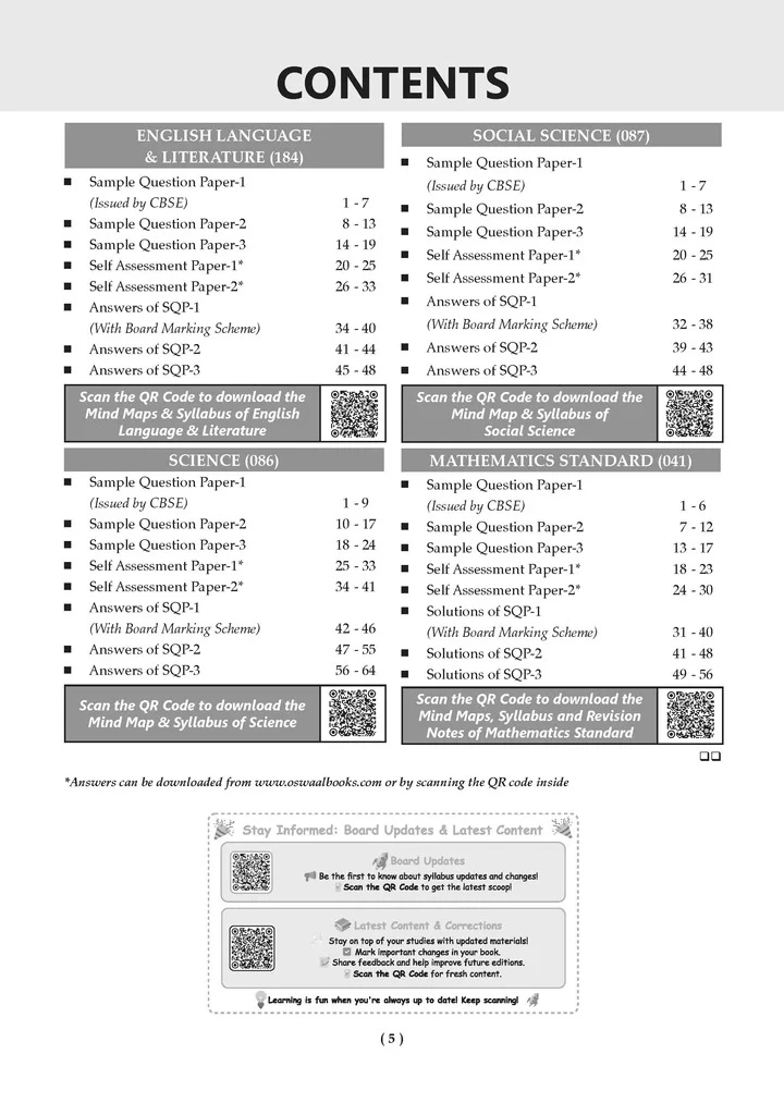 Class 10 Oswaal CBSE 20 Combined Sample Question Papers (English Lang & Lit, Mathematics Standard, Science & Social Science)