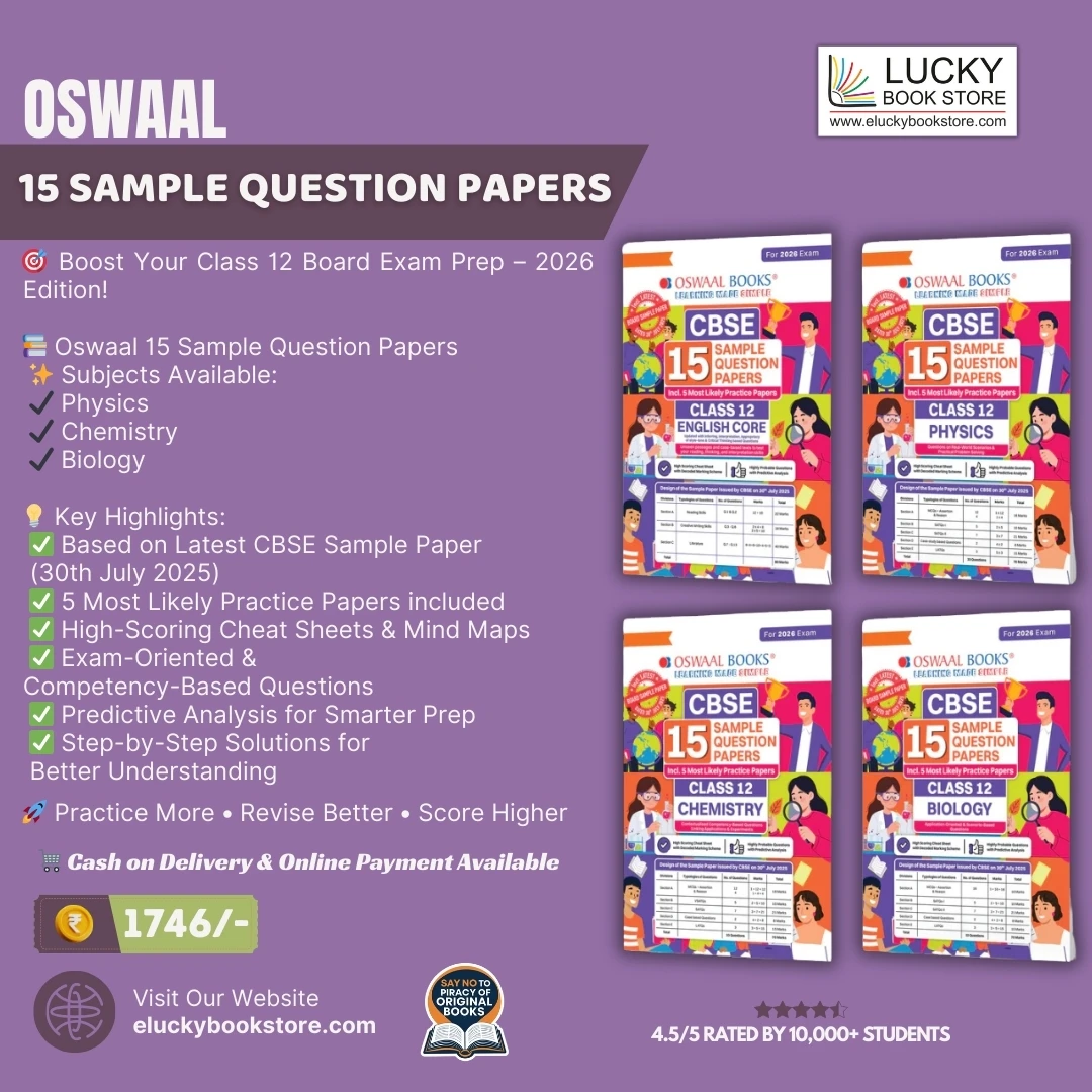 Class 12 CBSE Oswaal 15 Sample Question Papers Combo(Biology, Chemistry, Physics ad English Core) 2026 Edition