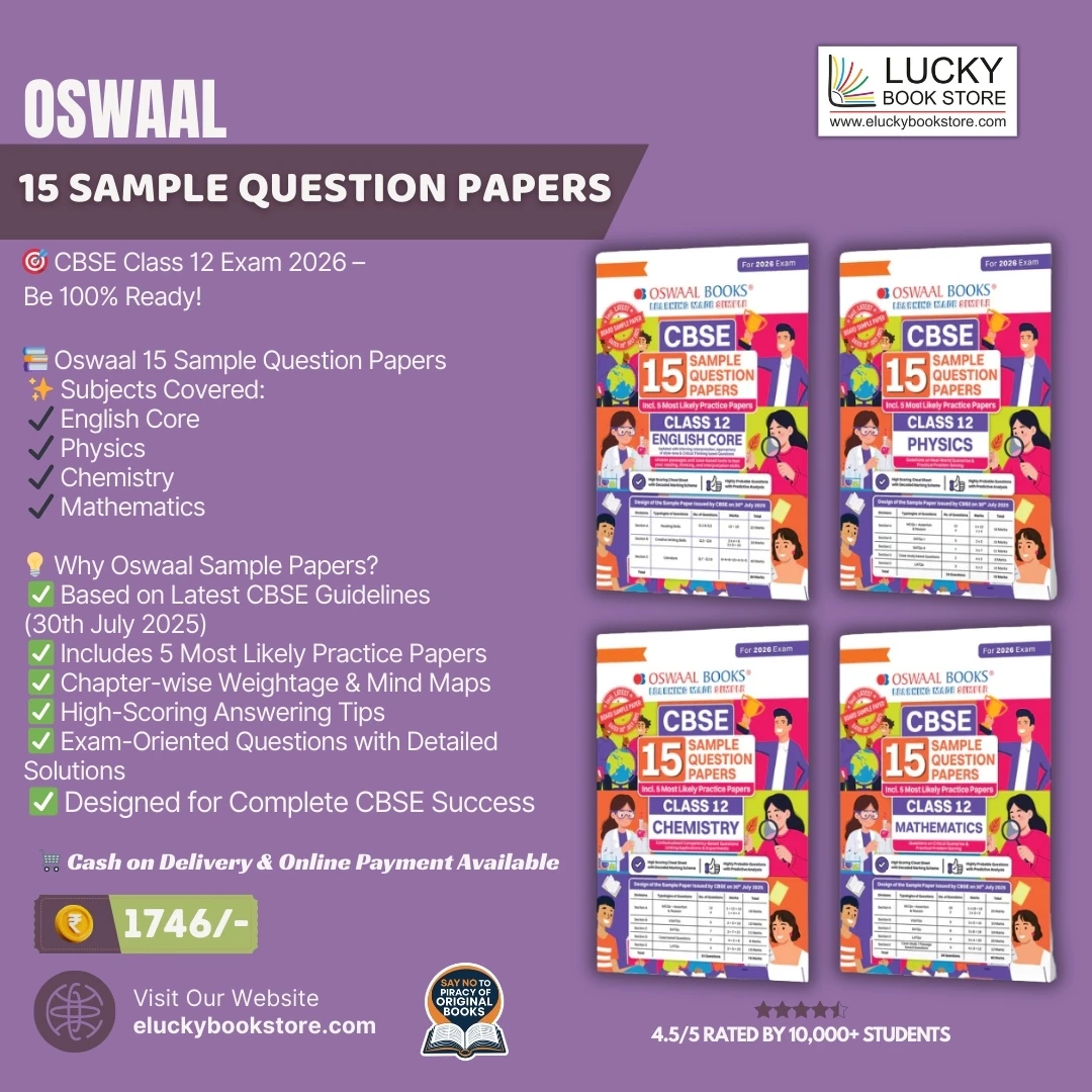 Class 12 CBSE Oswaal 15 Sample Question Papers Combo(Maths, Chemistry, Physics and English Core) 2026 Edition