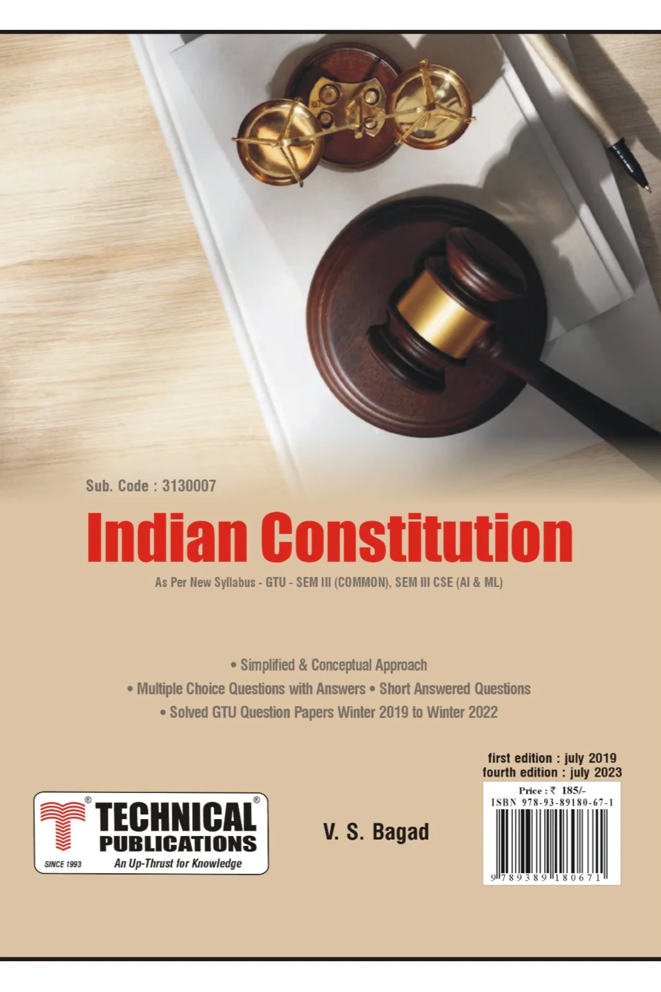 3rd SEM BE INDIAN CONSTITUTION BY TECHNICAL PUB | Subject Code: