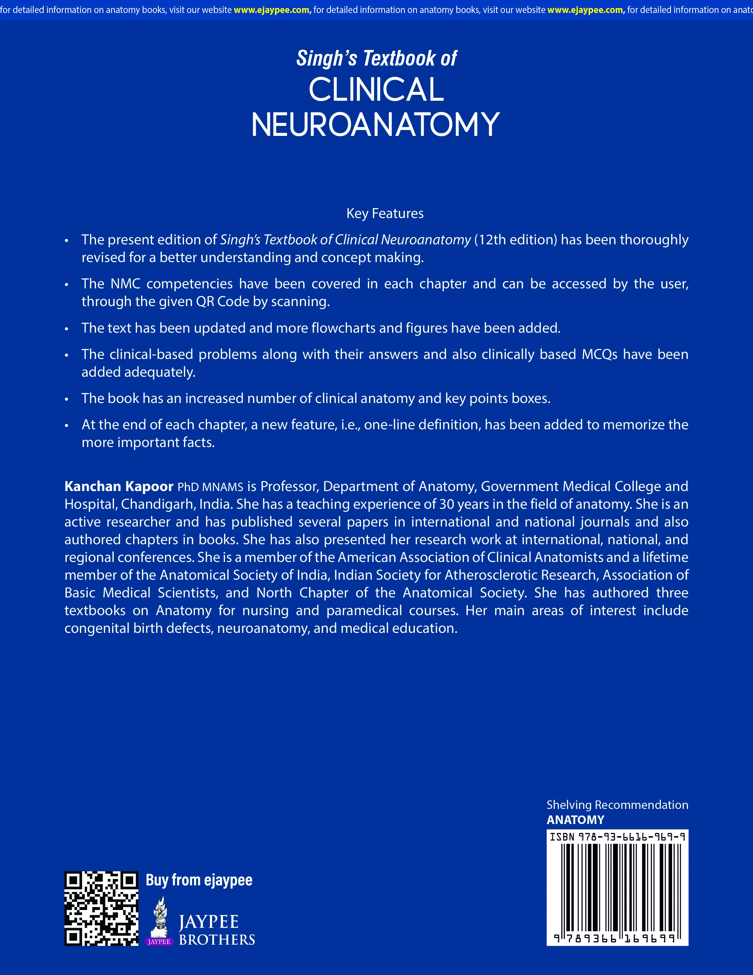 Singh’s Textbook of Clinical Neuroanatomy by KANCHAN KAPOOR | Jaypee Publisher