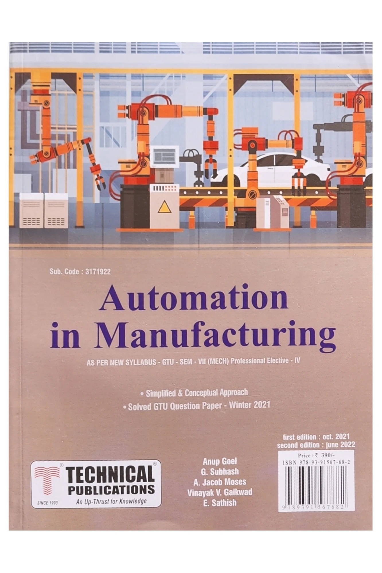 7th SEM BE AUTOMATION IN MANUFACTURING BY TECHNICAL PUBLICATIONS