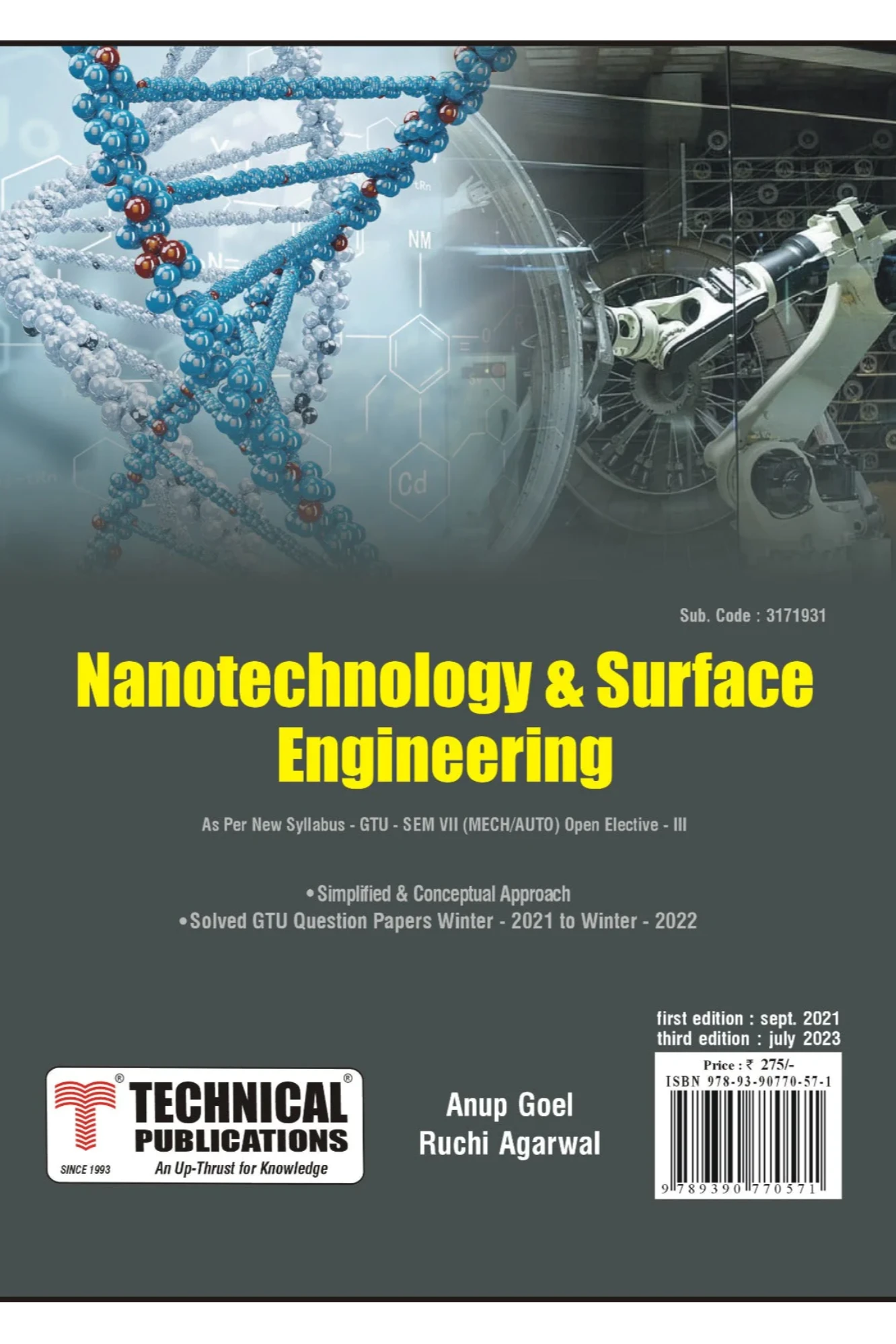 7th Sem BE Nanotechnolog and Surface Engineering by Technical | Subject Code: 3171931