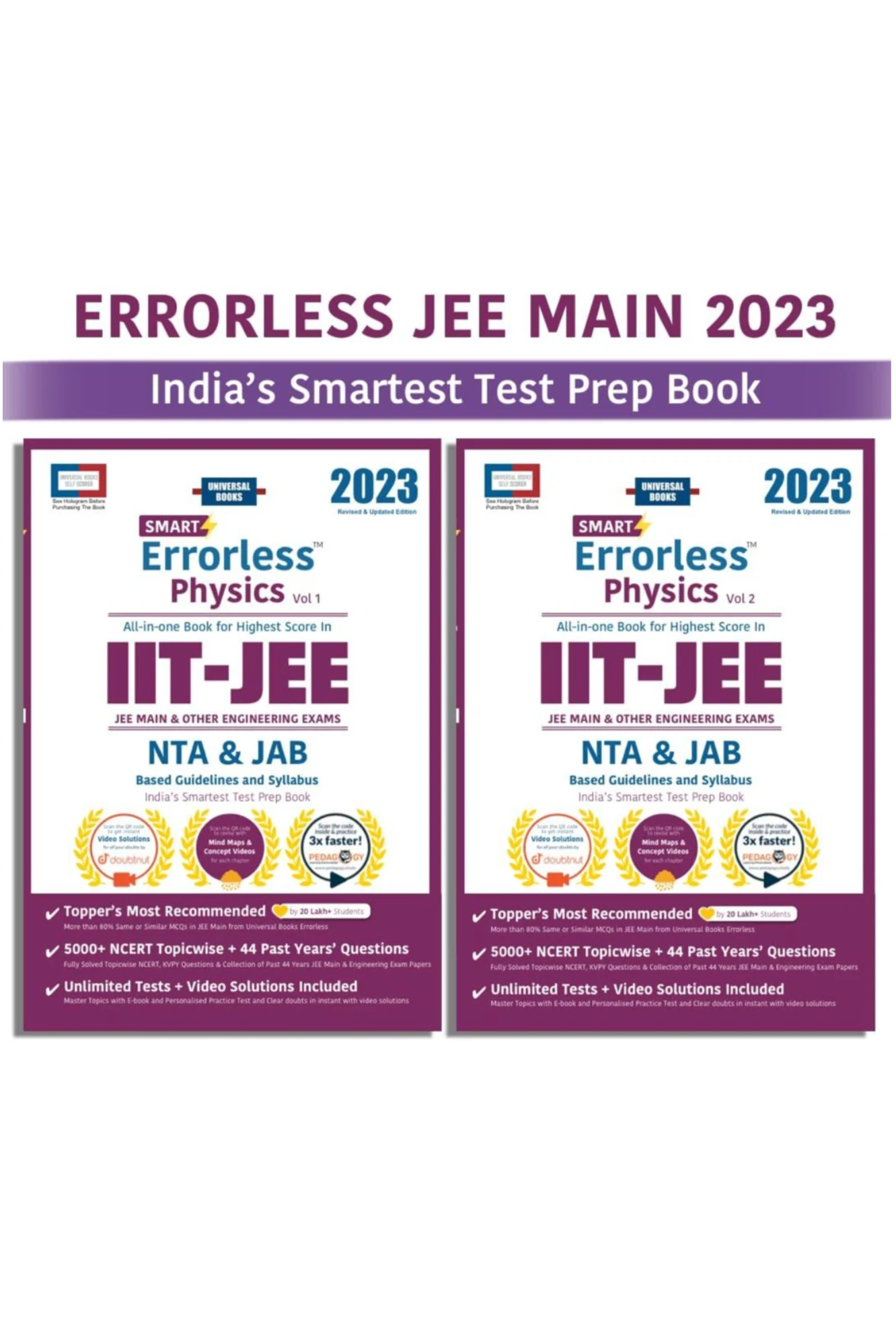 Errorless Physics JEE Main + Advanced 2023 (Vol 1 & 2) - NTA Based By Universal Self Scorer USS + Free Digital Book - Universal Books