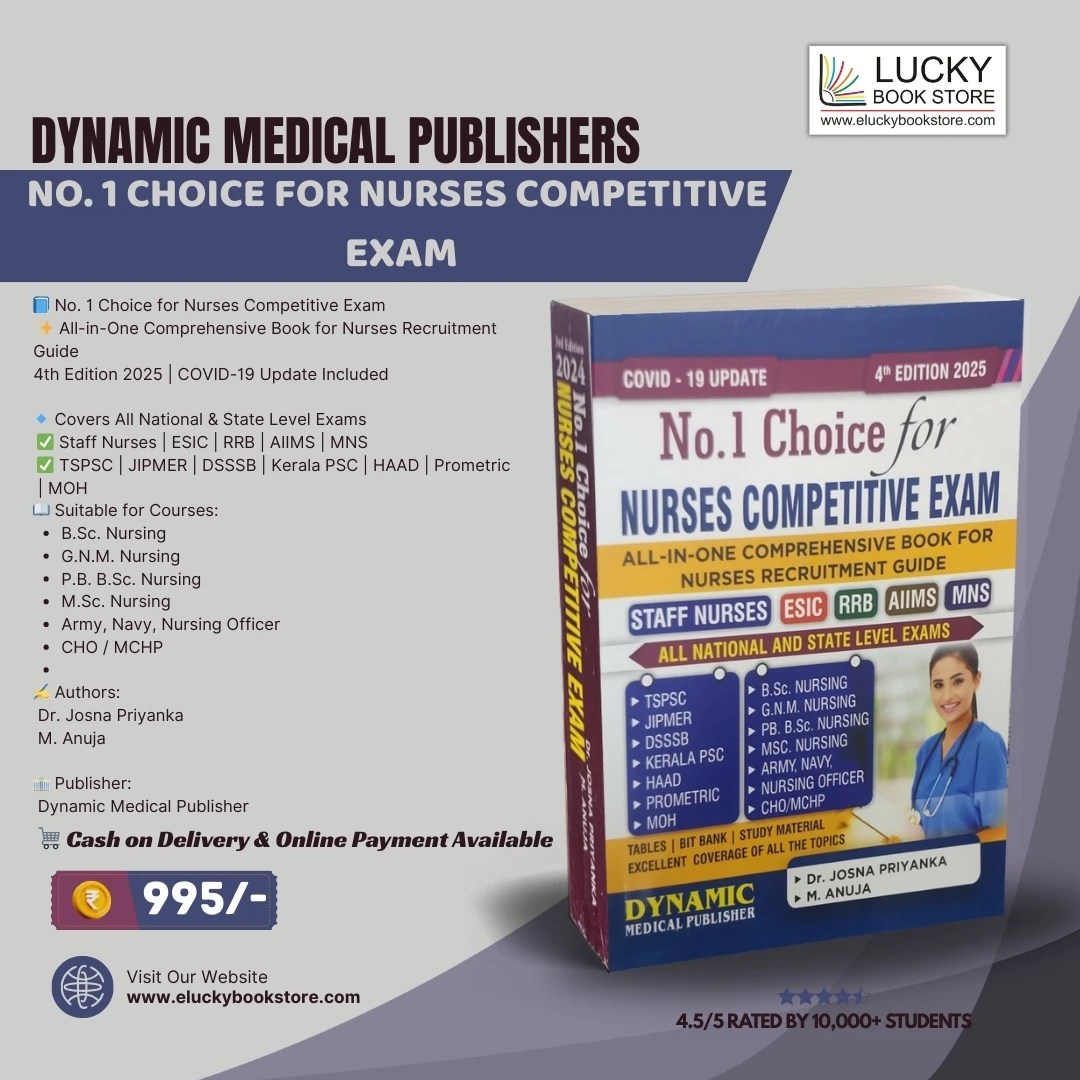 No 1 Choice for Nurses Competitive Exam 4th Edition 2025 by Dr. Josna Priyanka | Dynamic Medical Publishers