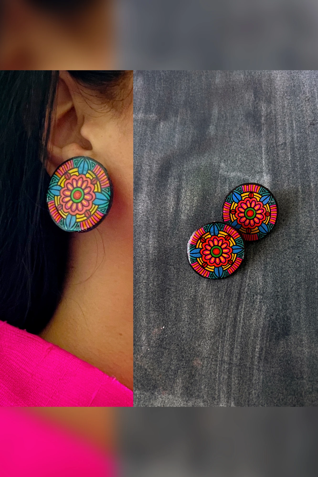 Floral Mandala Handmade Ear Studs