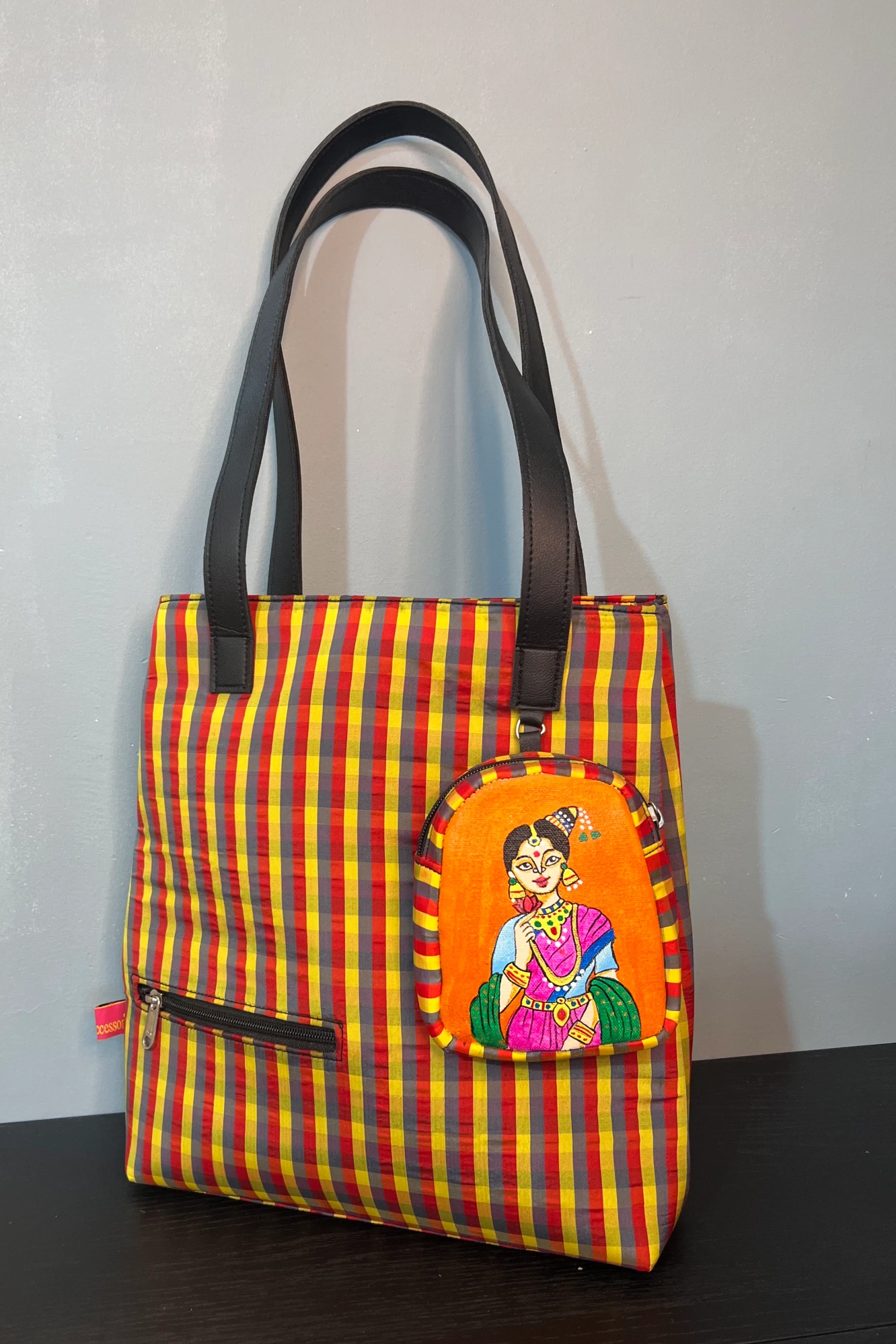 The Kalai Tote Madras Check Orange
