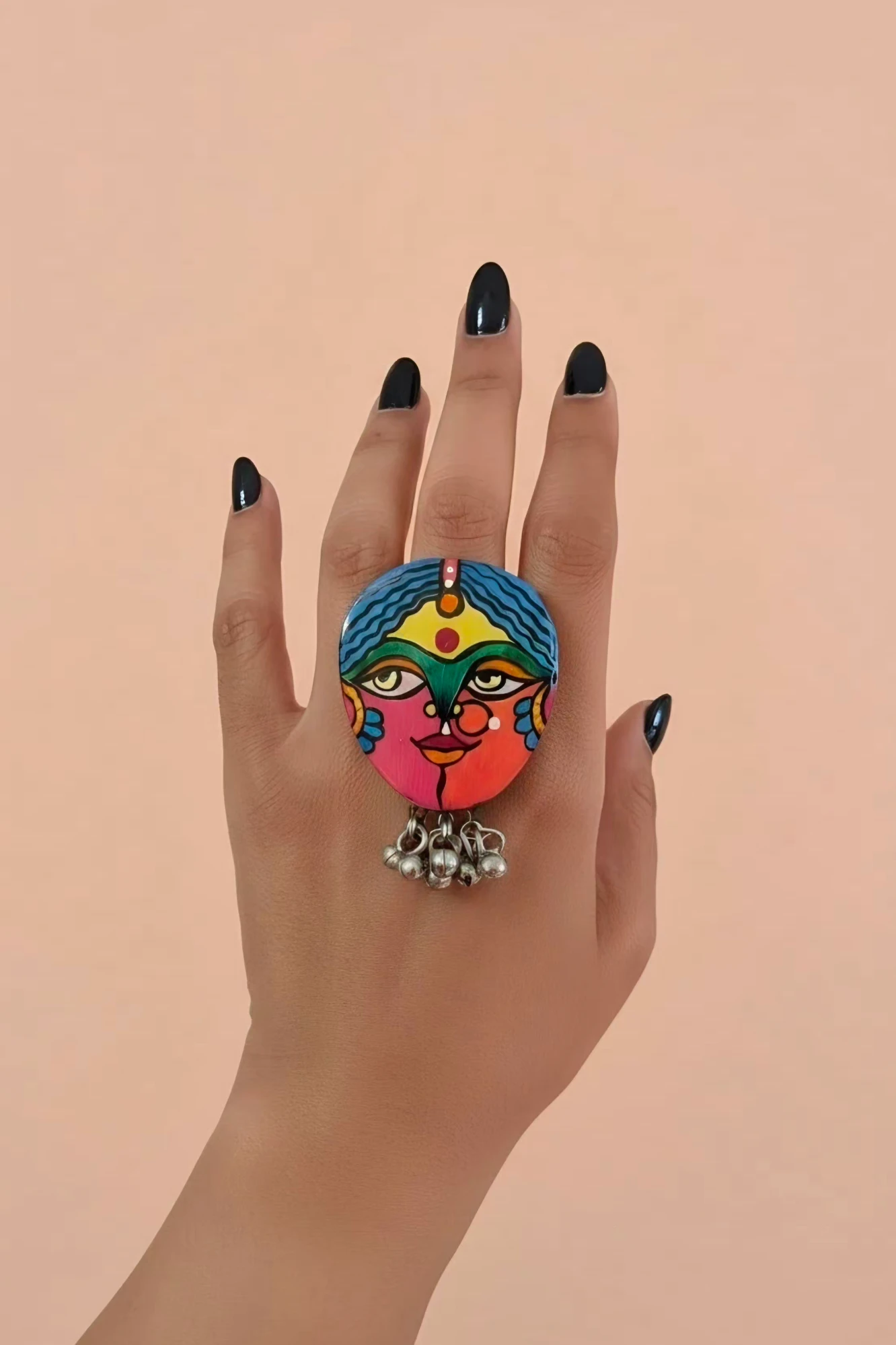 Leather Art Statement Finger Ring Gulaabi