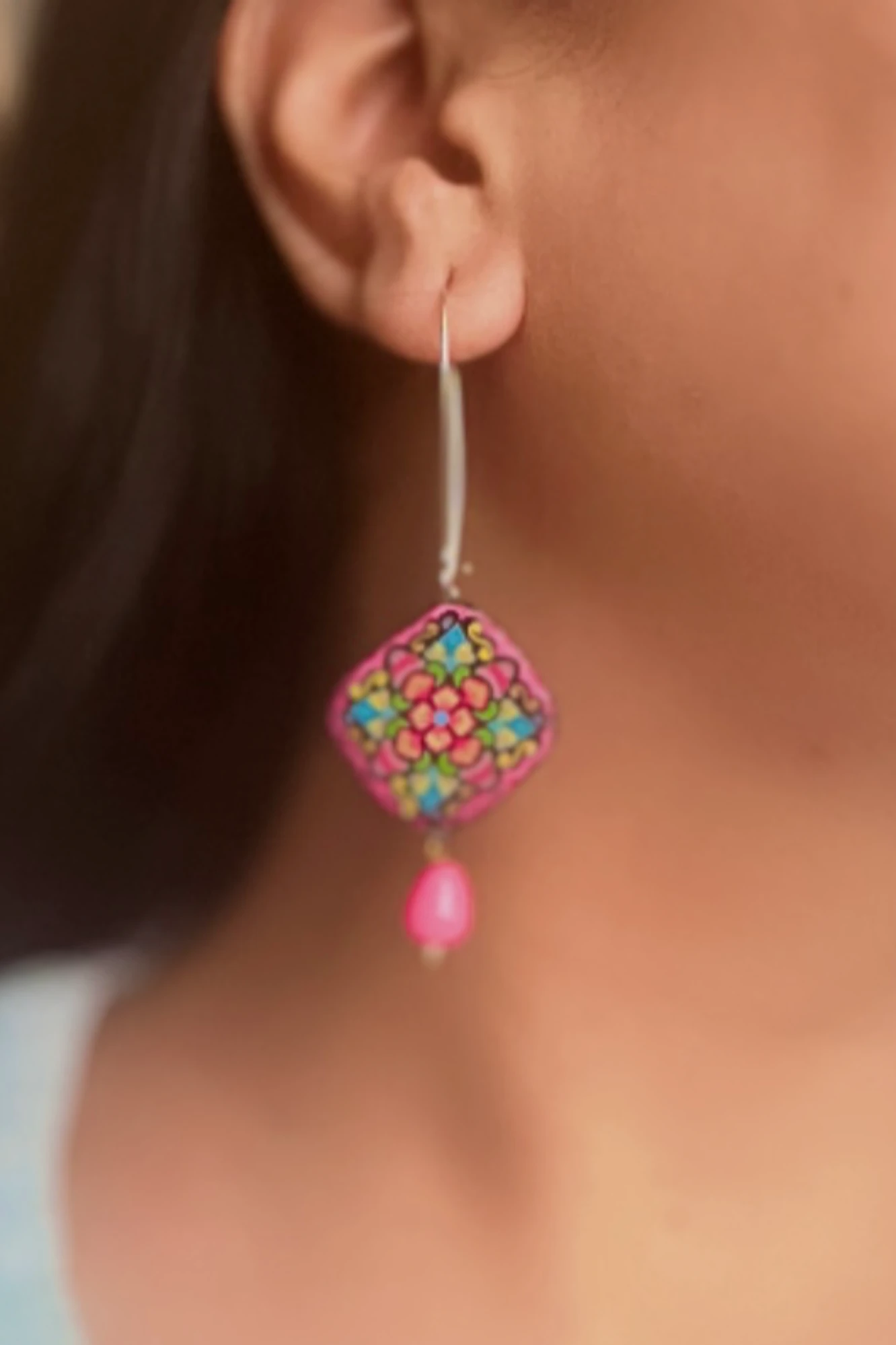 Pink Floral Earrings