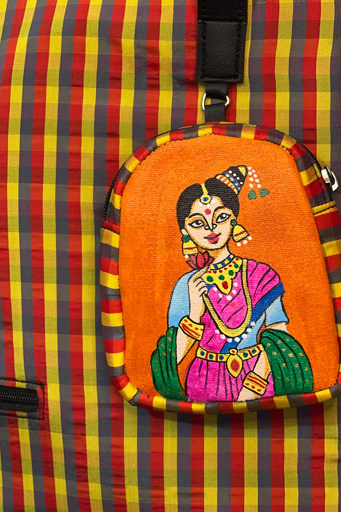 The Kalai Tote Madras Check Orange