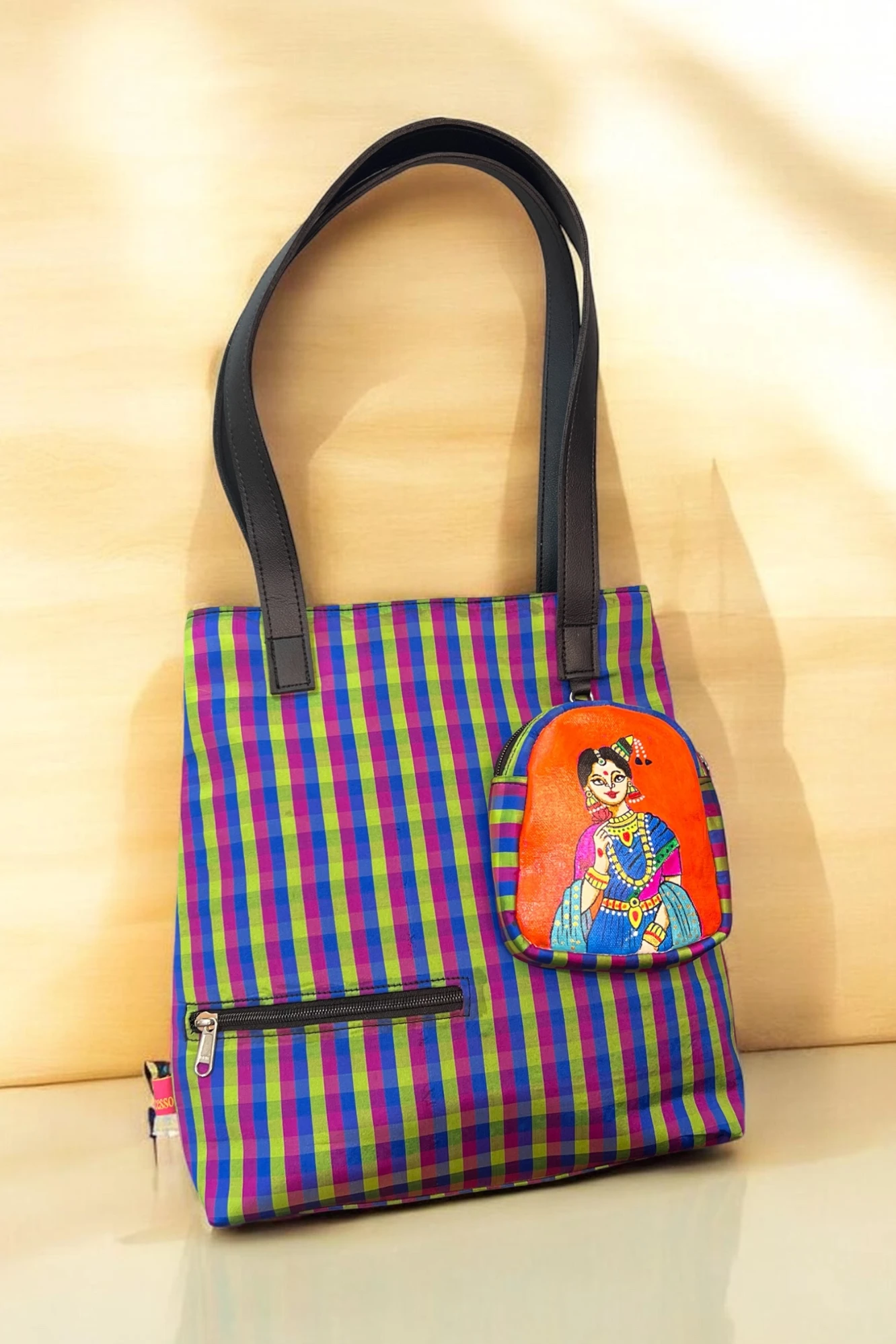 The Kalai Tote Madras Checks orange