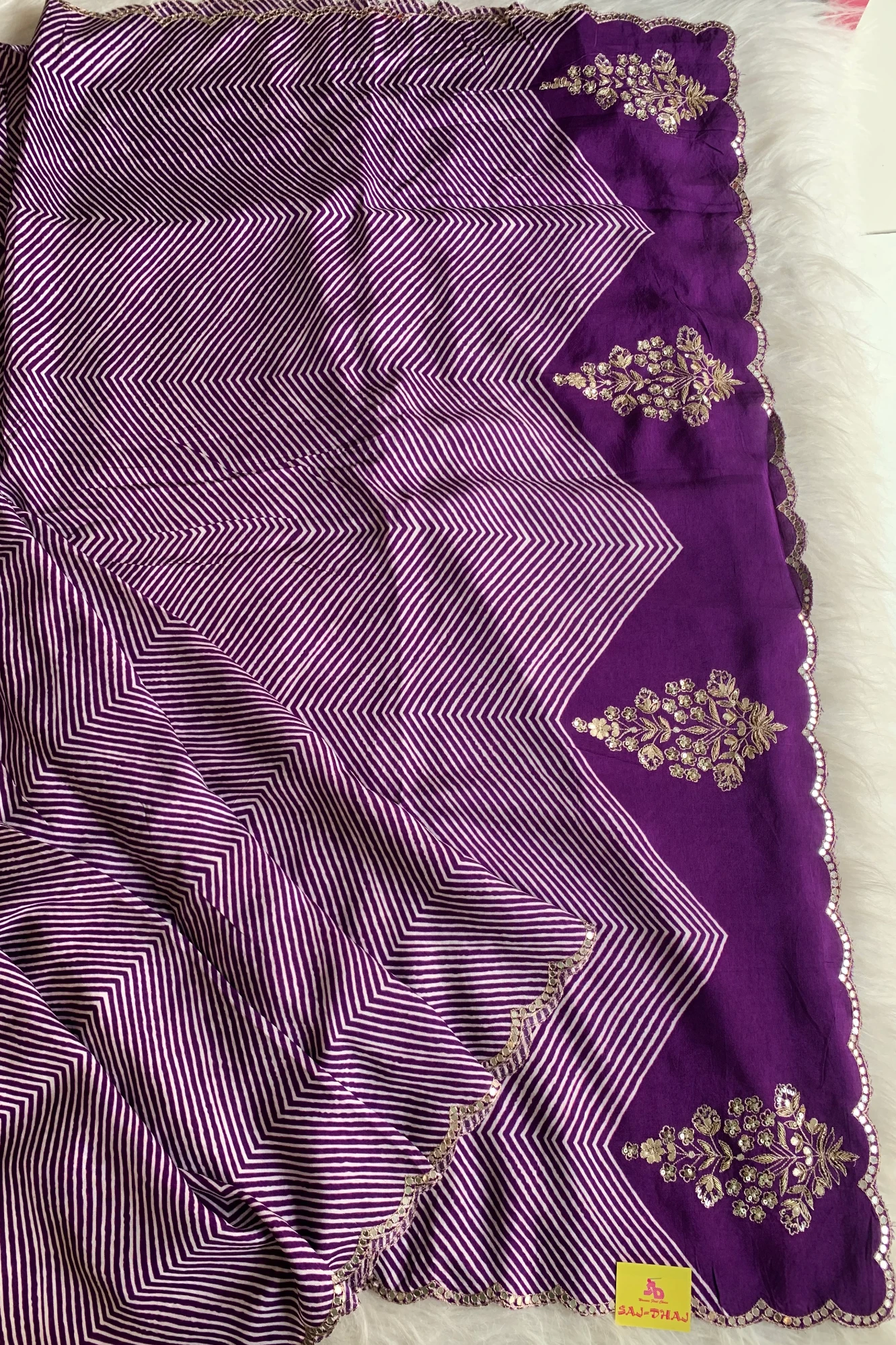 Purple Leheriya Russian Silk Saree 5755 06