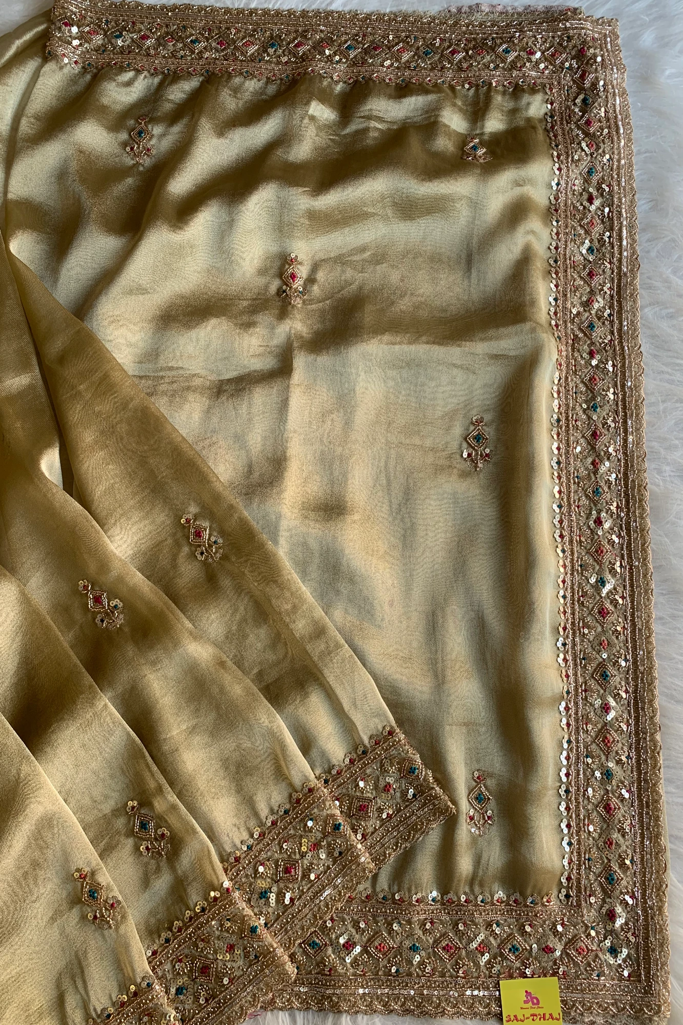 Beige Tissue Saree 5748 02