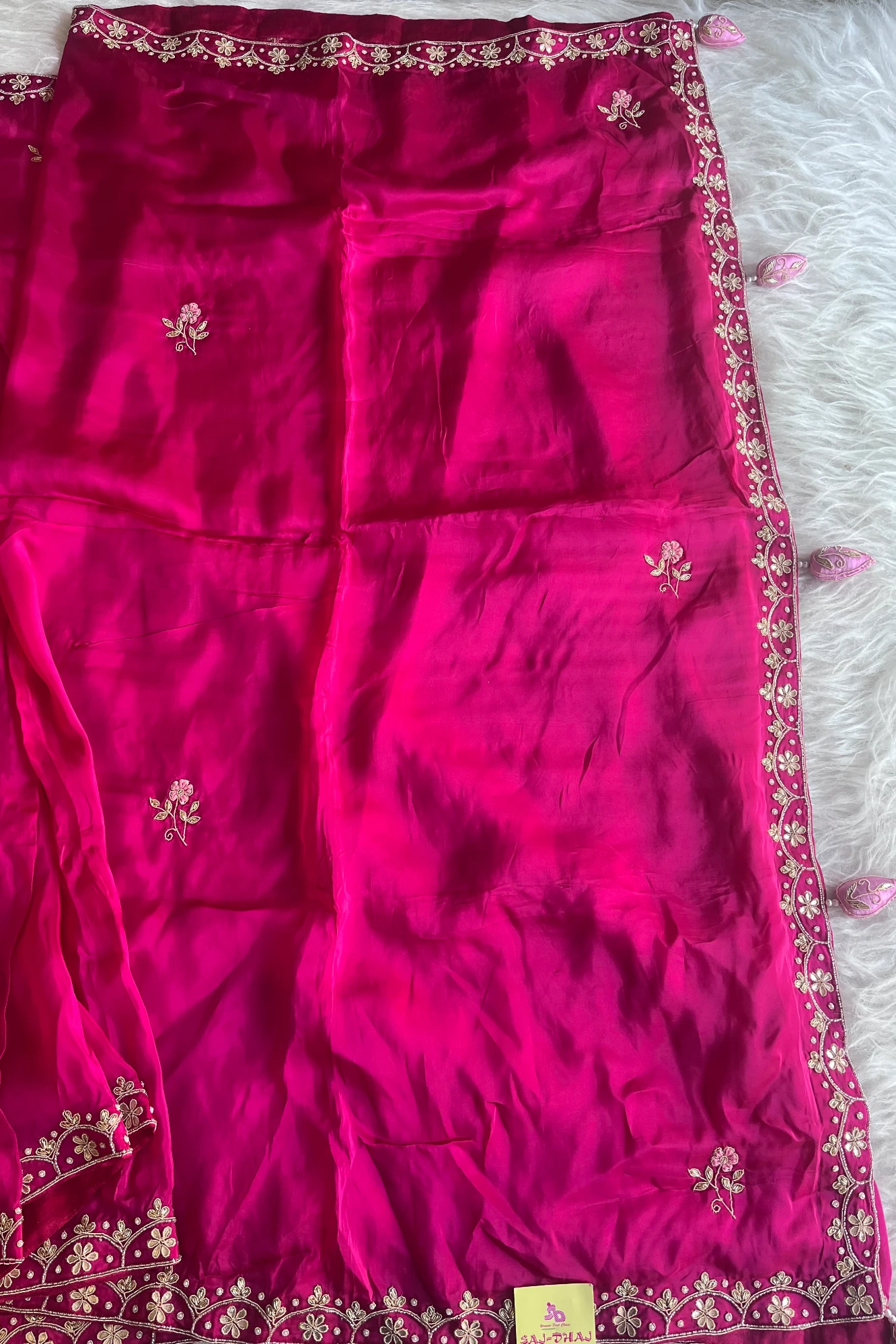 Rani Pink Habutai Silk Saree With Designer Blouse 5651 22