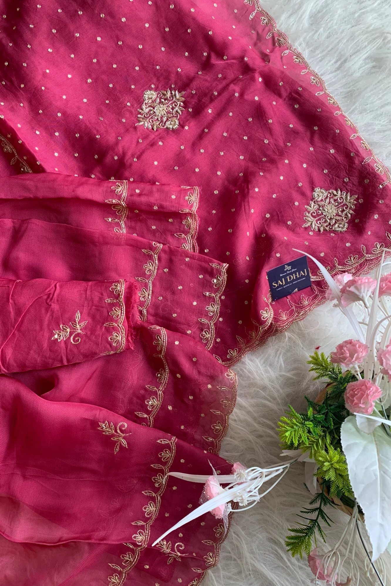 Onion Pink Embellished Lilly Silk Saree 5848 02