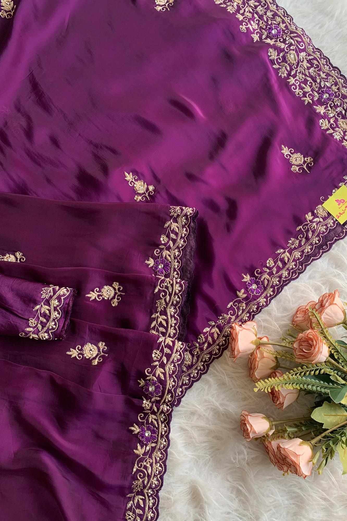 Purple Aari Habutai Silk Saree 5765 08