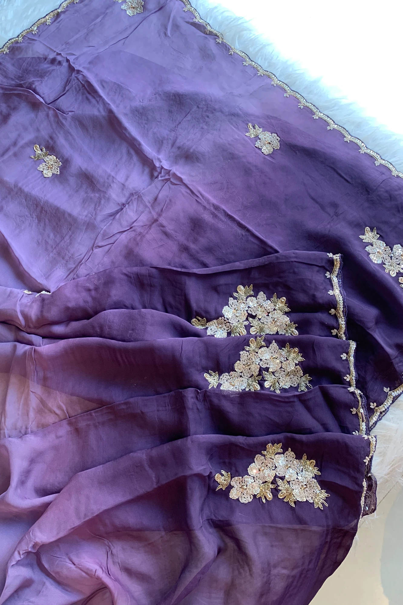 Purple Ombre Embellished Lilly Silk Saree 5850 12