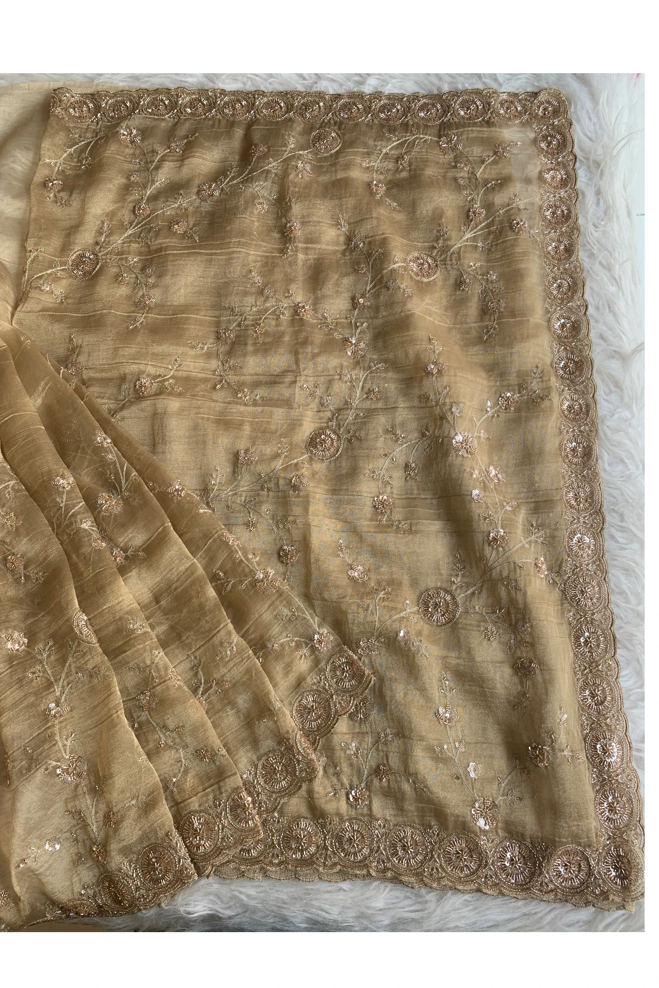 Beige Tissue Saree 5744 01