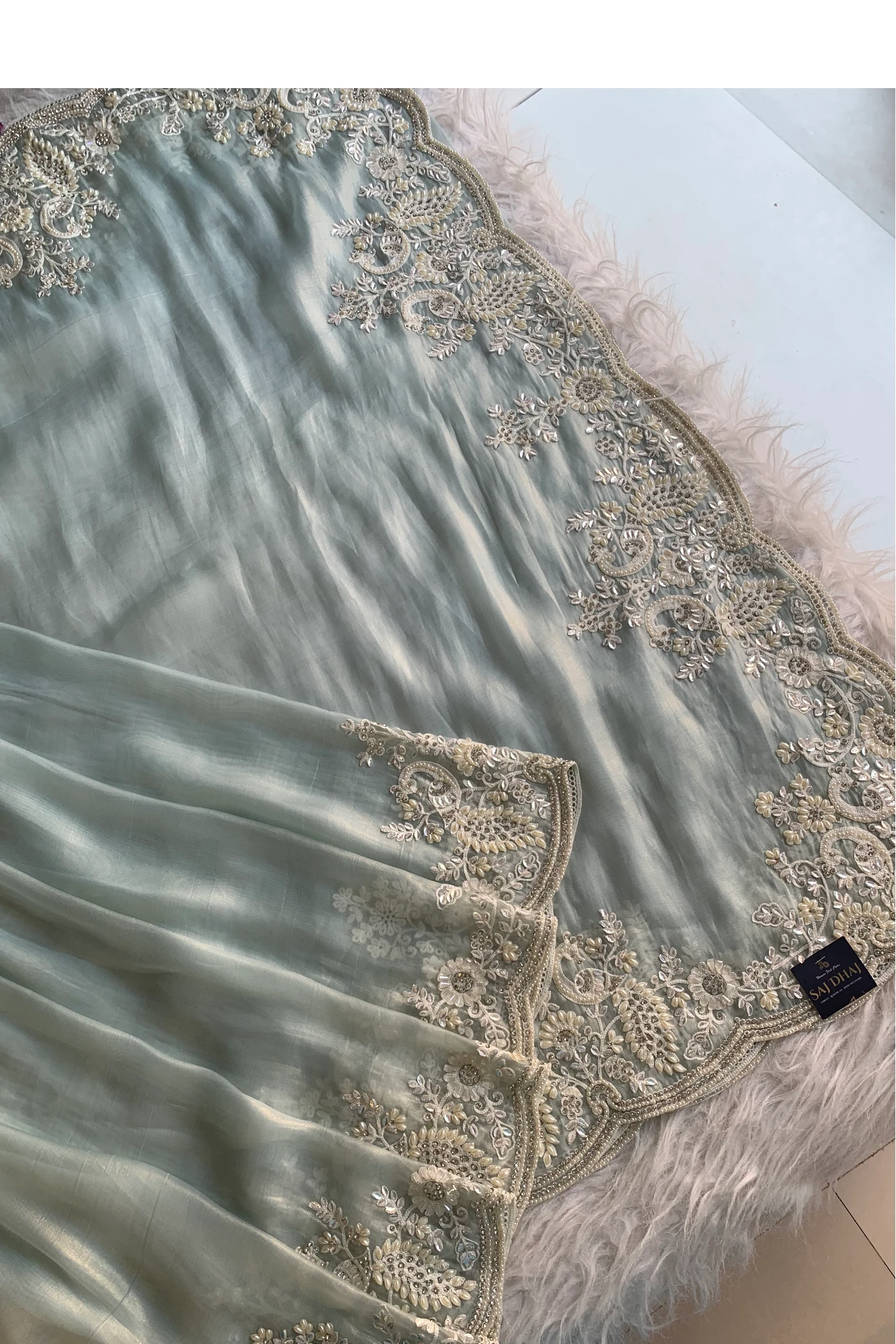 Sky Blue Reyana Organza Saree 5801 02
