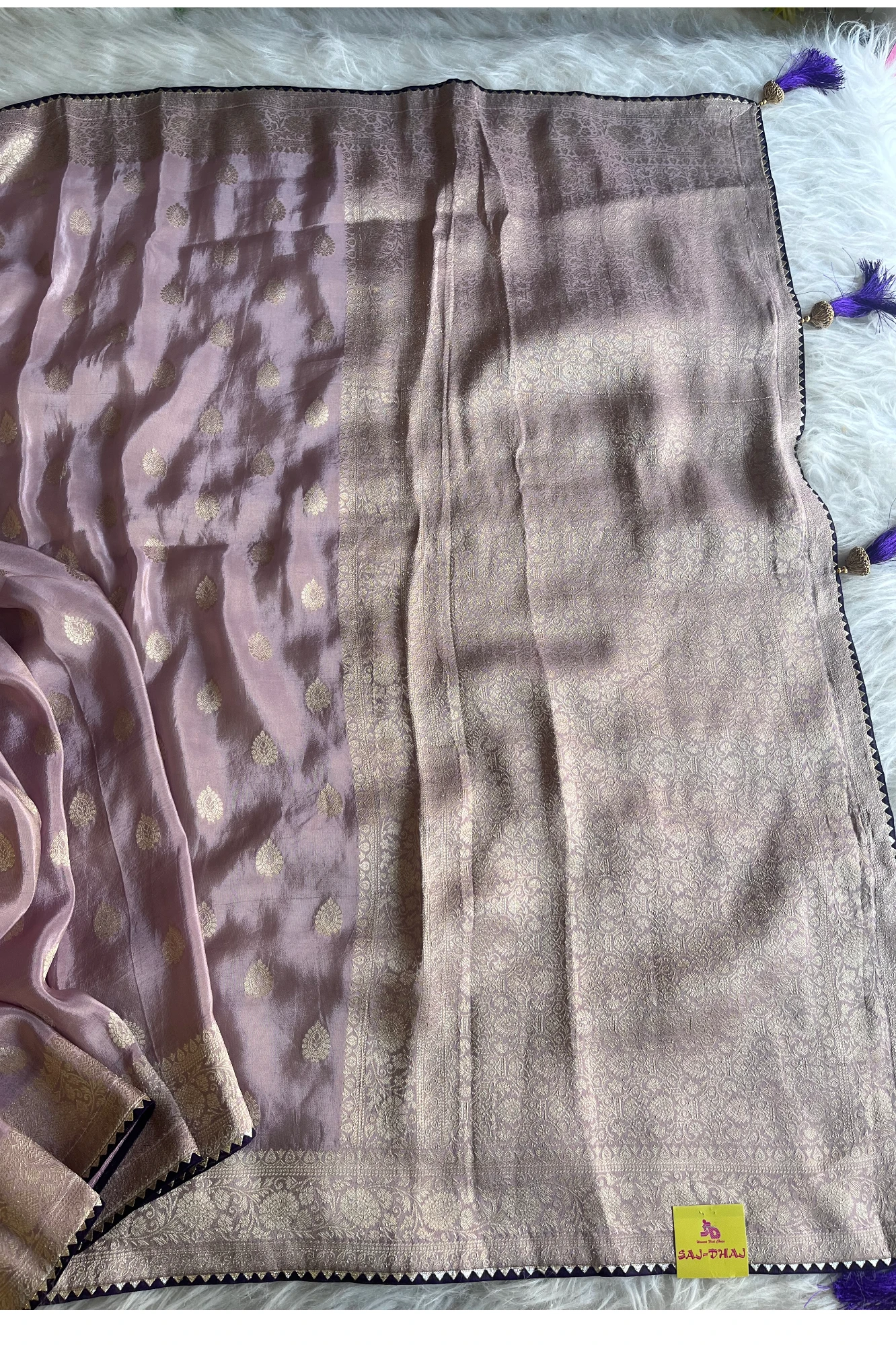 Lavender Banarasi Saree with Purple Jamawar Blouse