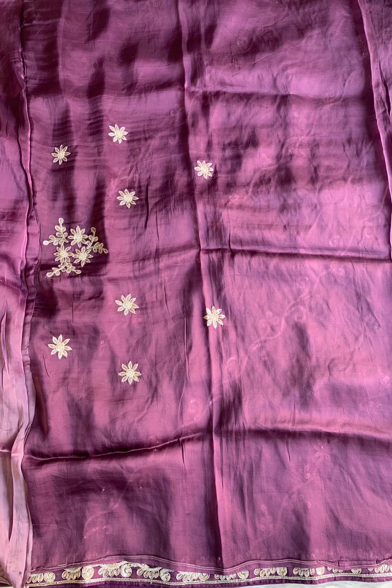 Purple Habutai Silk Saree 4609 06