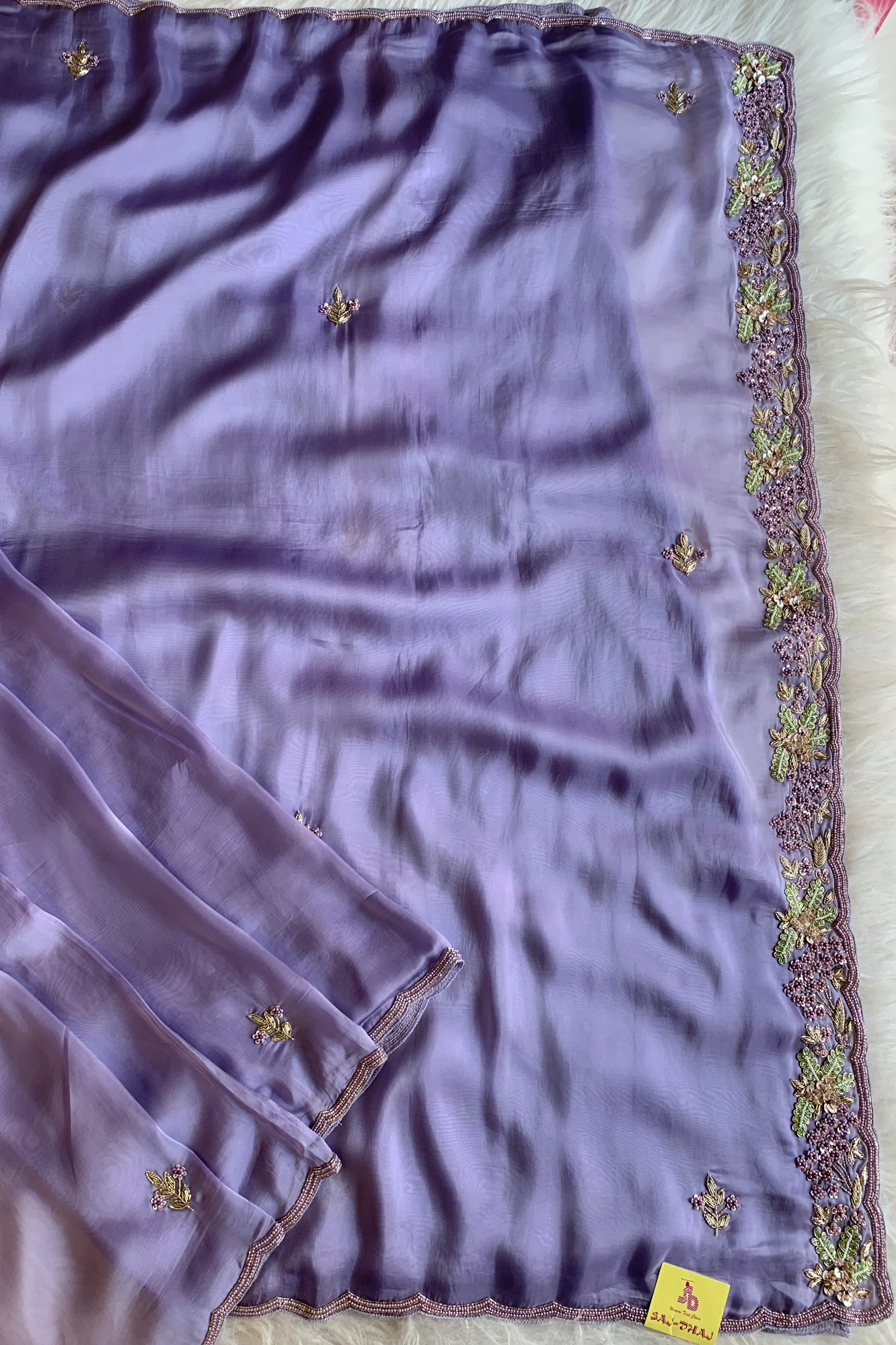 Lavender Embellished Habutai Silk Saree 4999 13