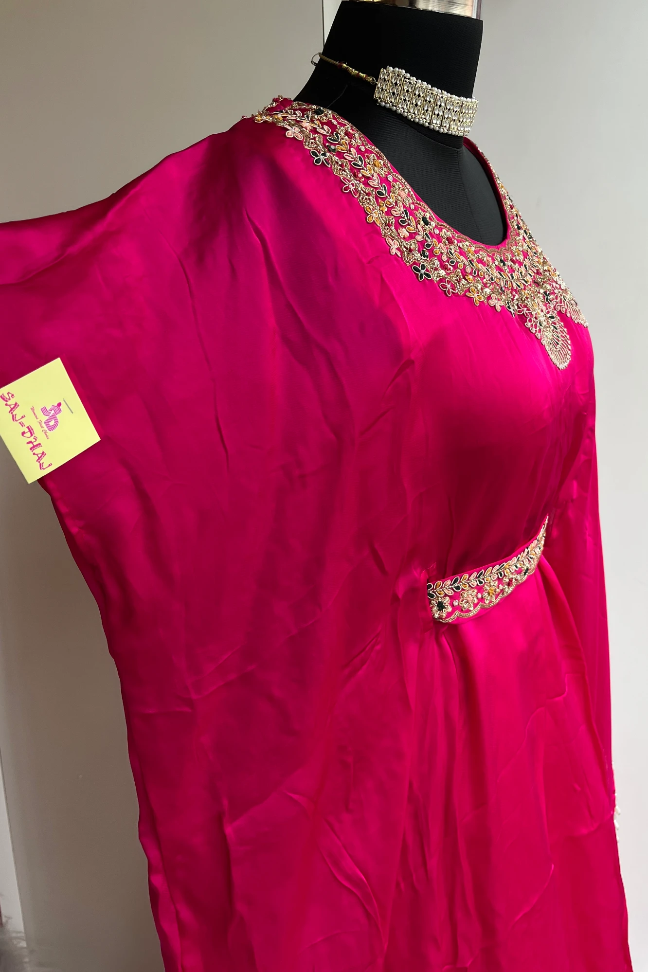 Rani Pink Silk Kaftan with Zardosi Work & Lehenga Set 5397 04 (42)