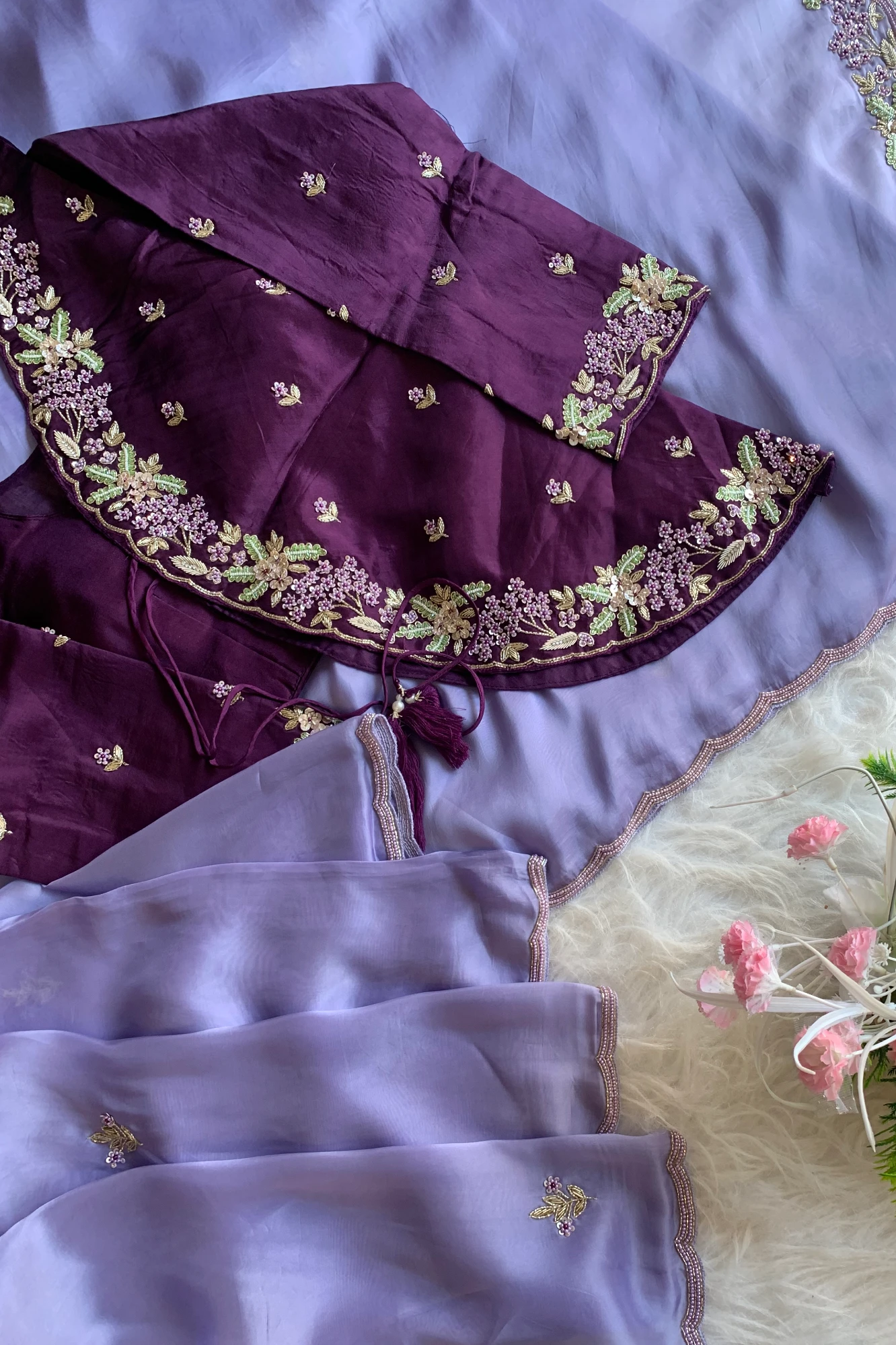 Lavender Embellished Habutai Silk Saree 4999 13
