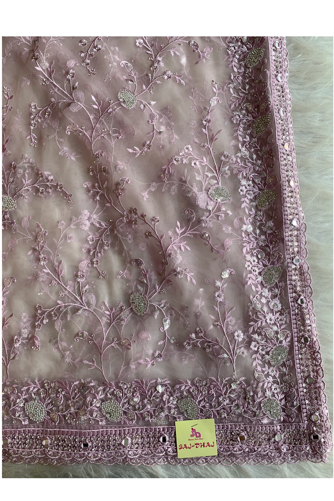 Light Pink Net Saree 5292 15