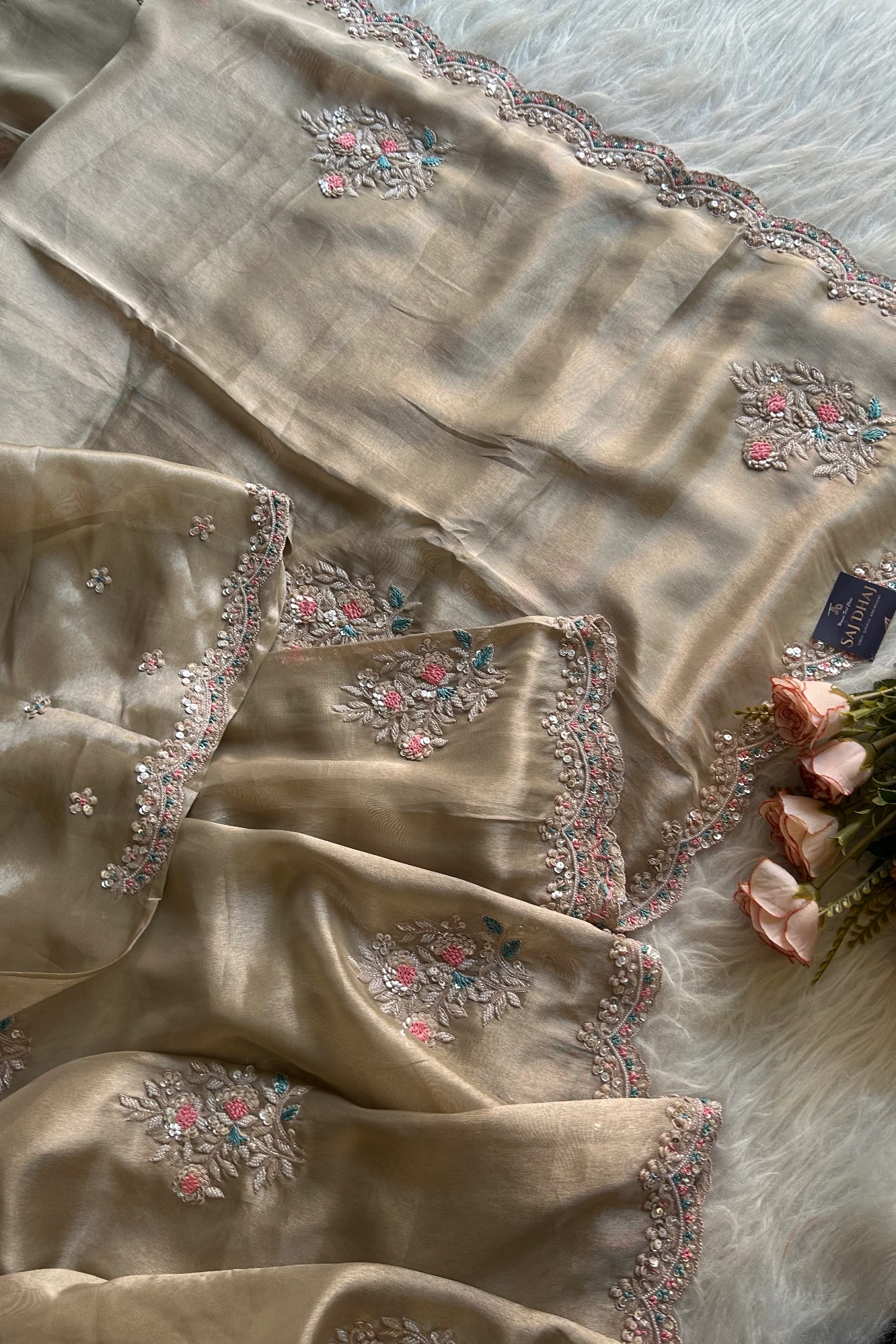 Beige Pure Tissue Saree 5847 05