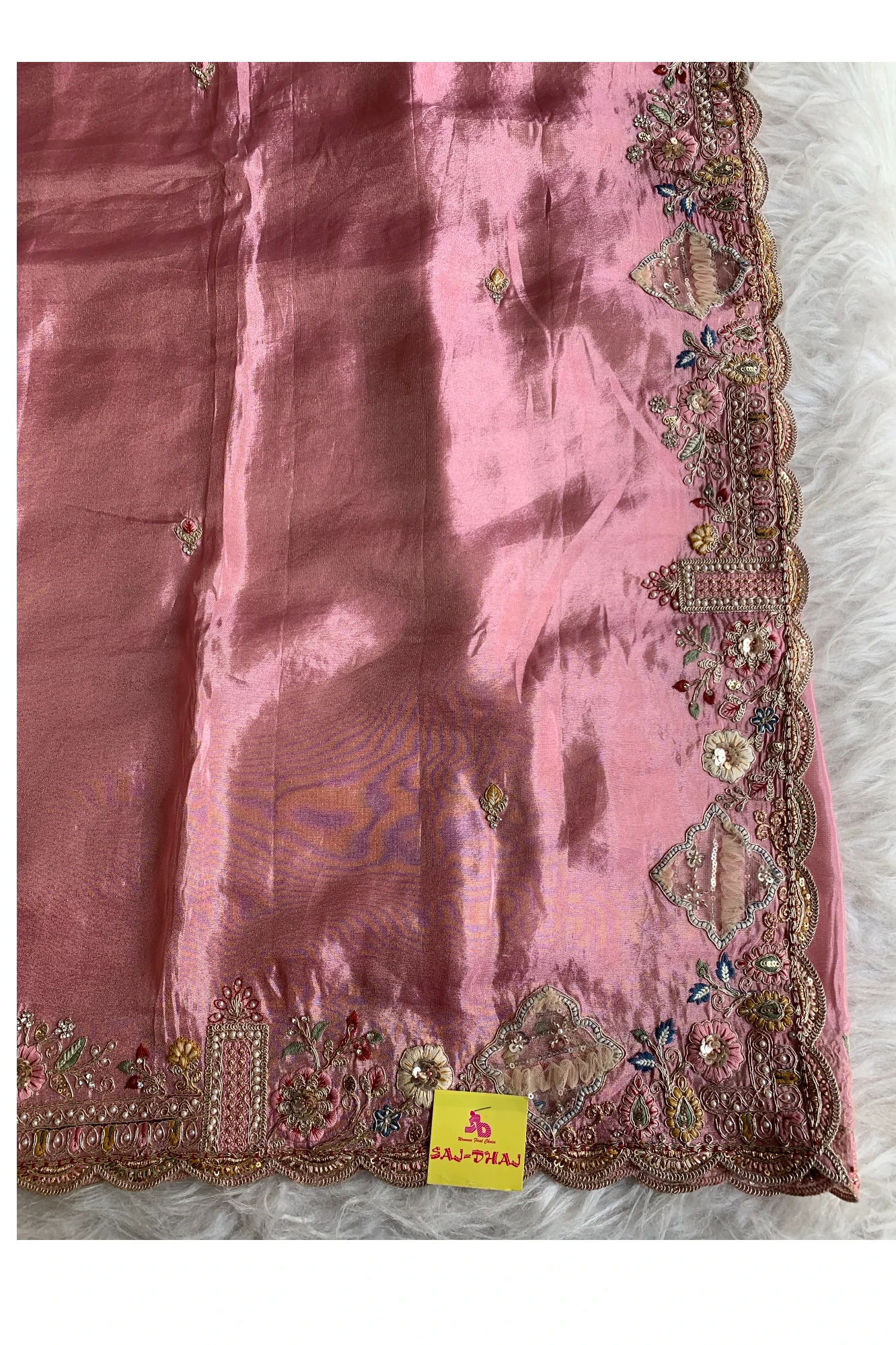 Pink Tissue sik Saree 5772 09