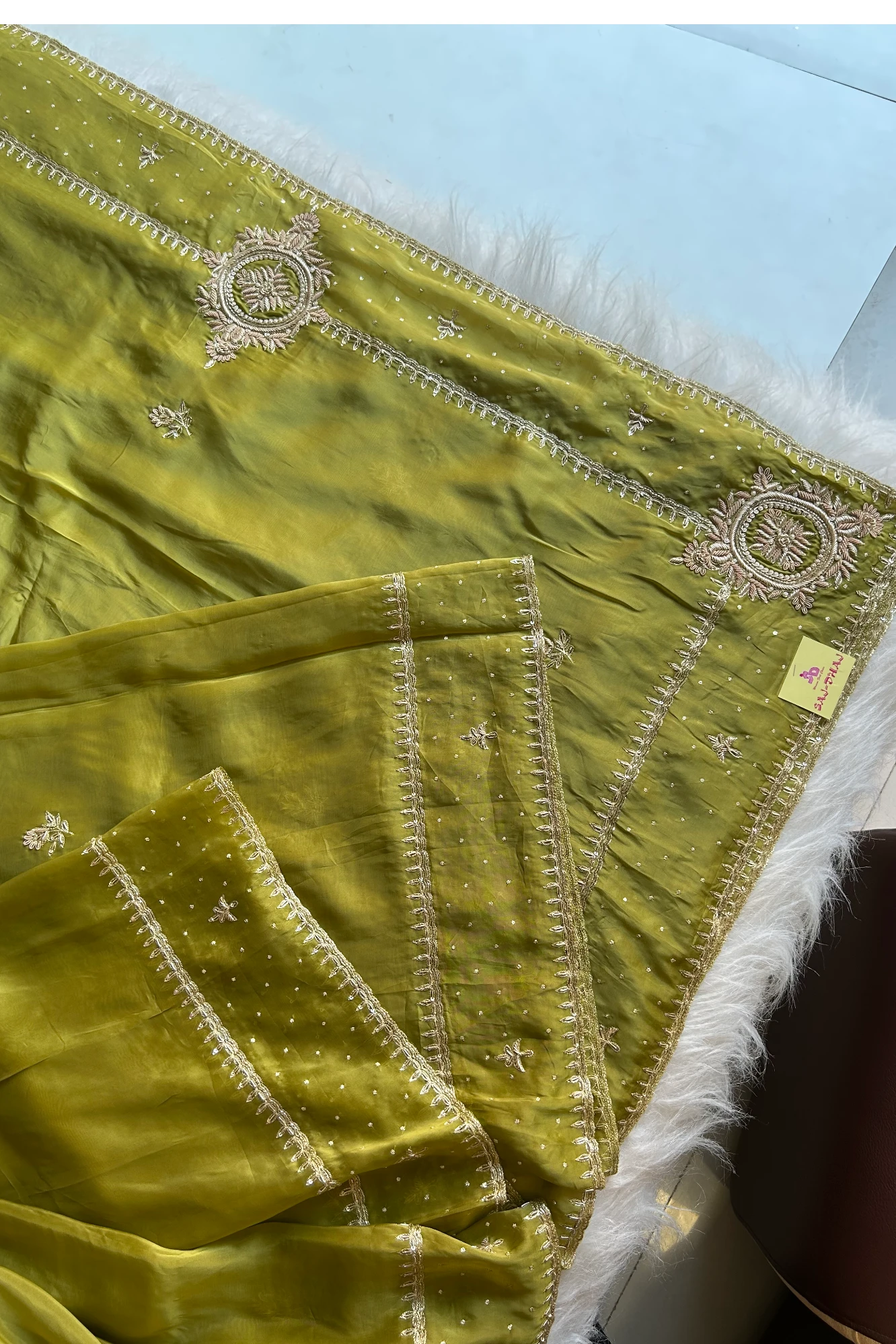 Parrot Green Habutai Saree 5764 18