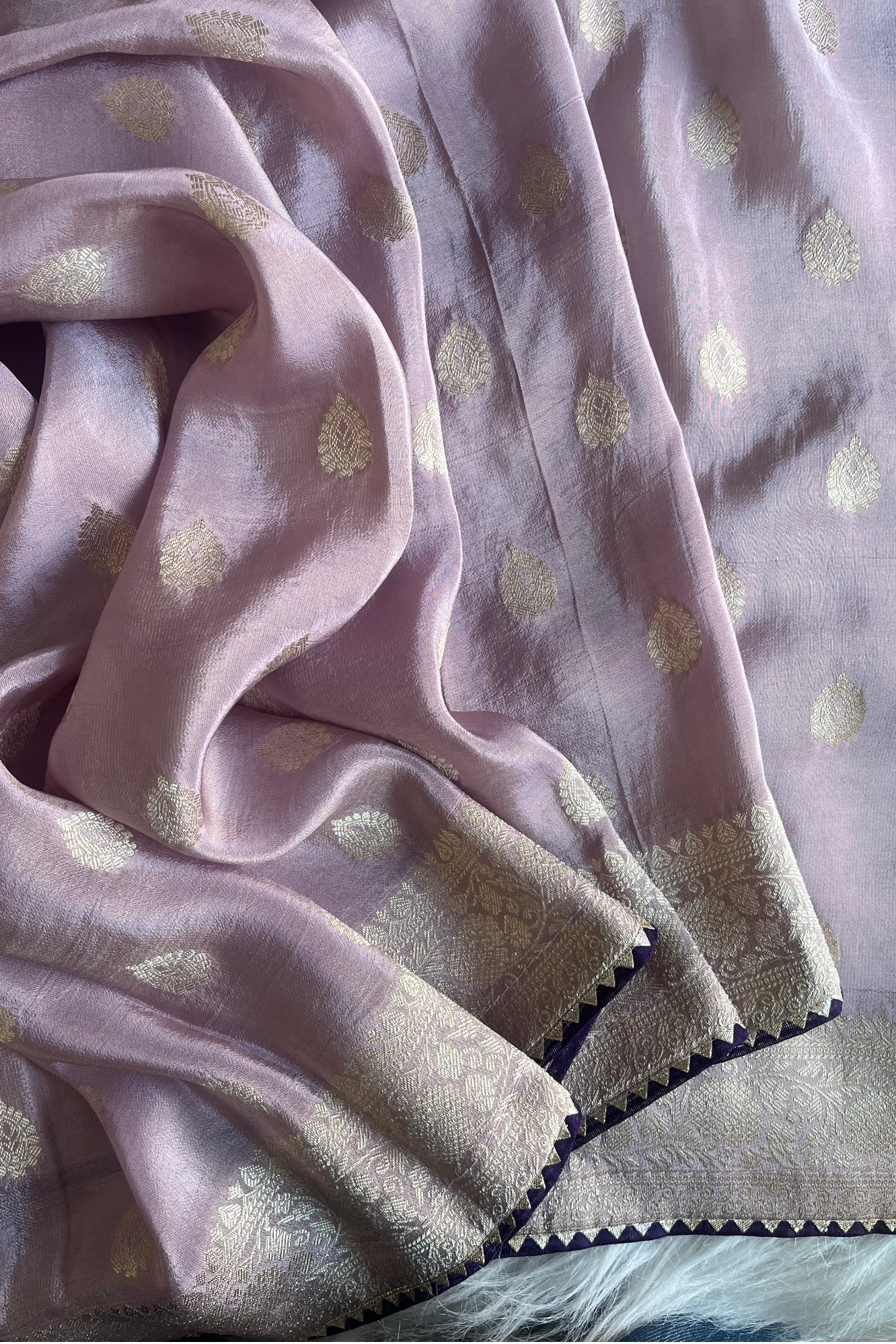 Lavender Banarasi Saree with Purple Jamawar Blouse