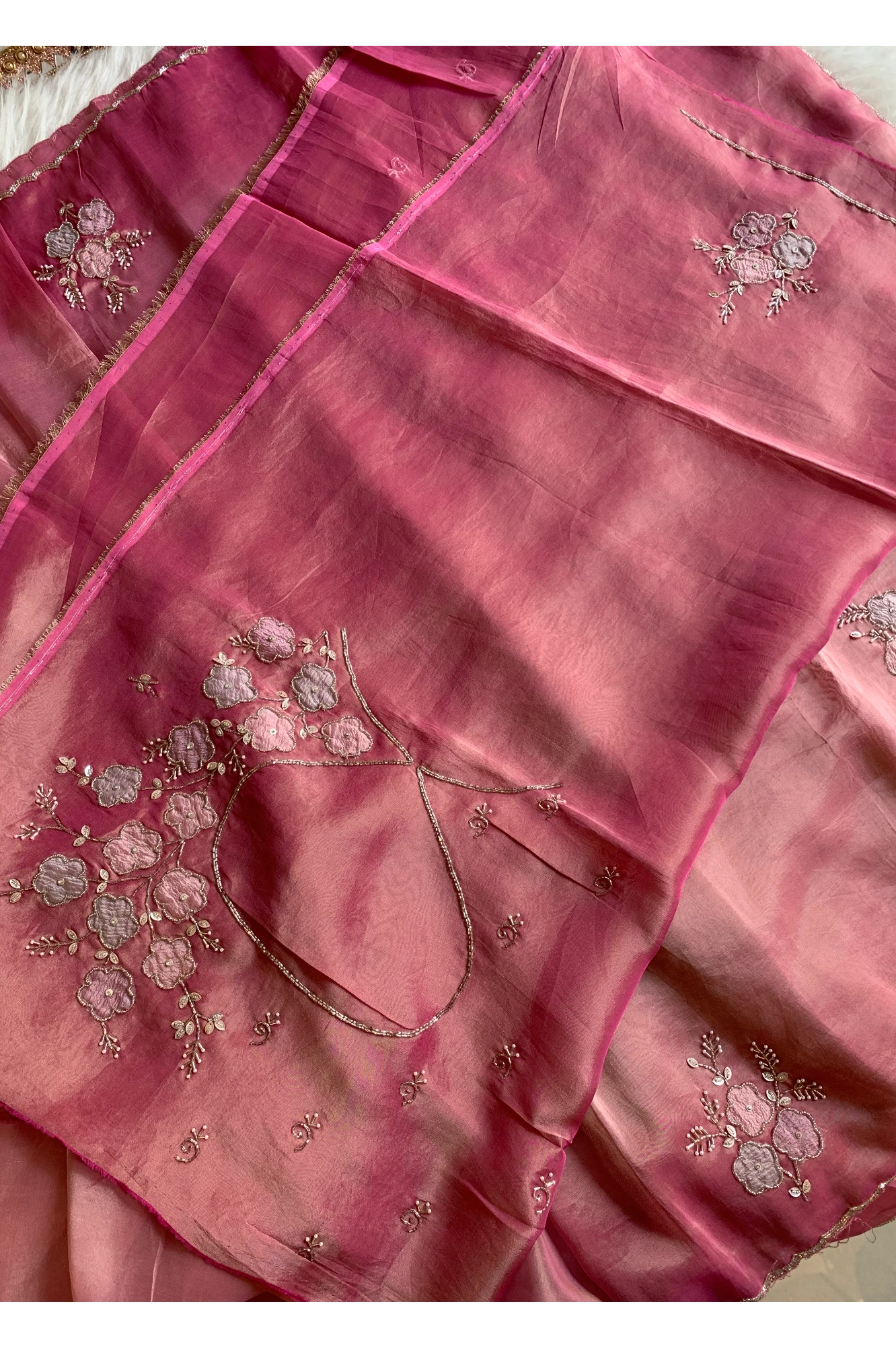 Onion Pink Tissue Silk Saree 5736 03