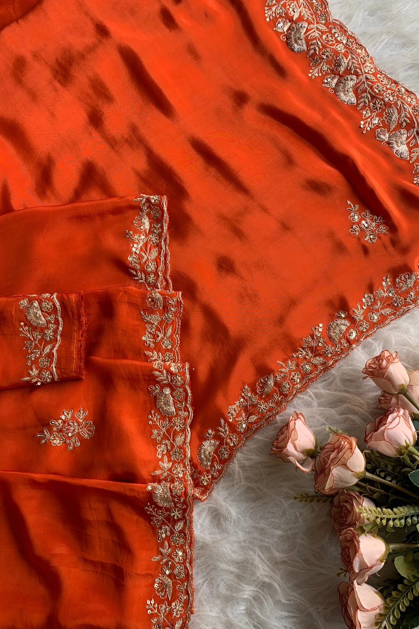 Orange Aari Thari Habutai Silk Saree 5766 10