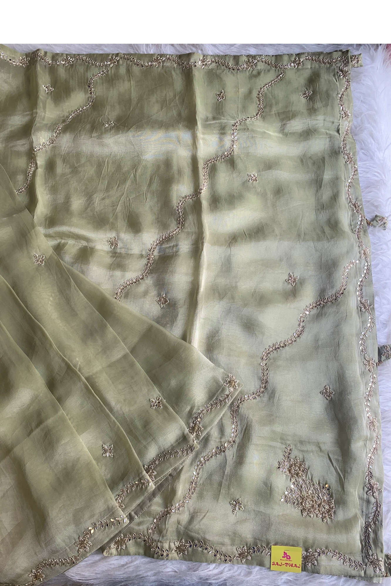 Mint Green Tissue Saree 5735 02