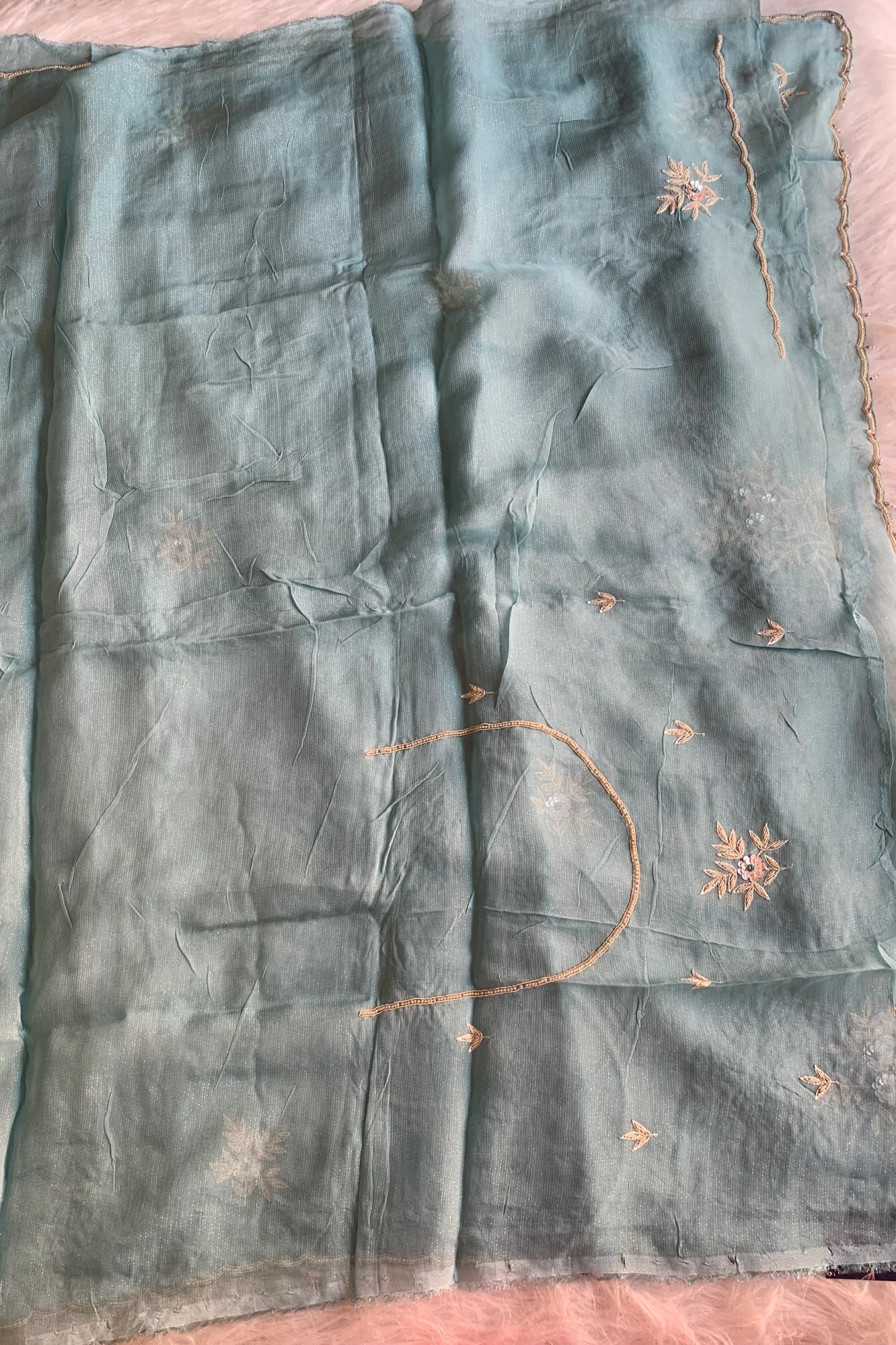 Blue Soft Organza Saree 5848 04