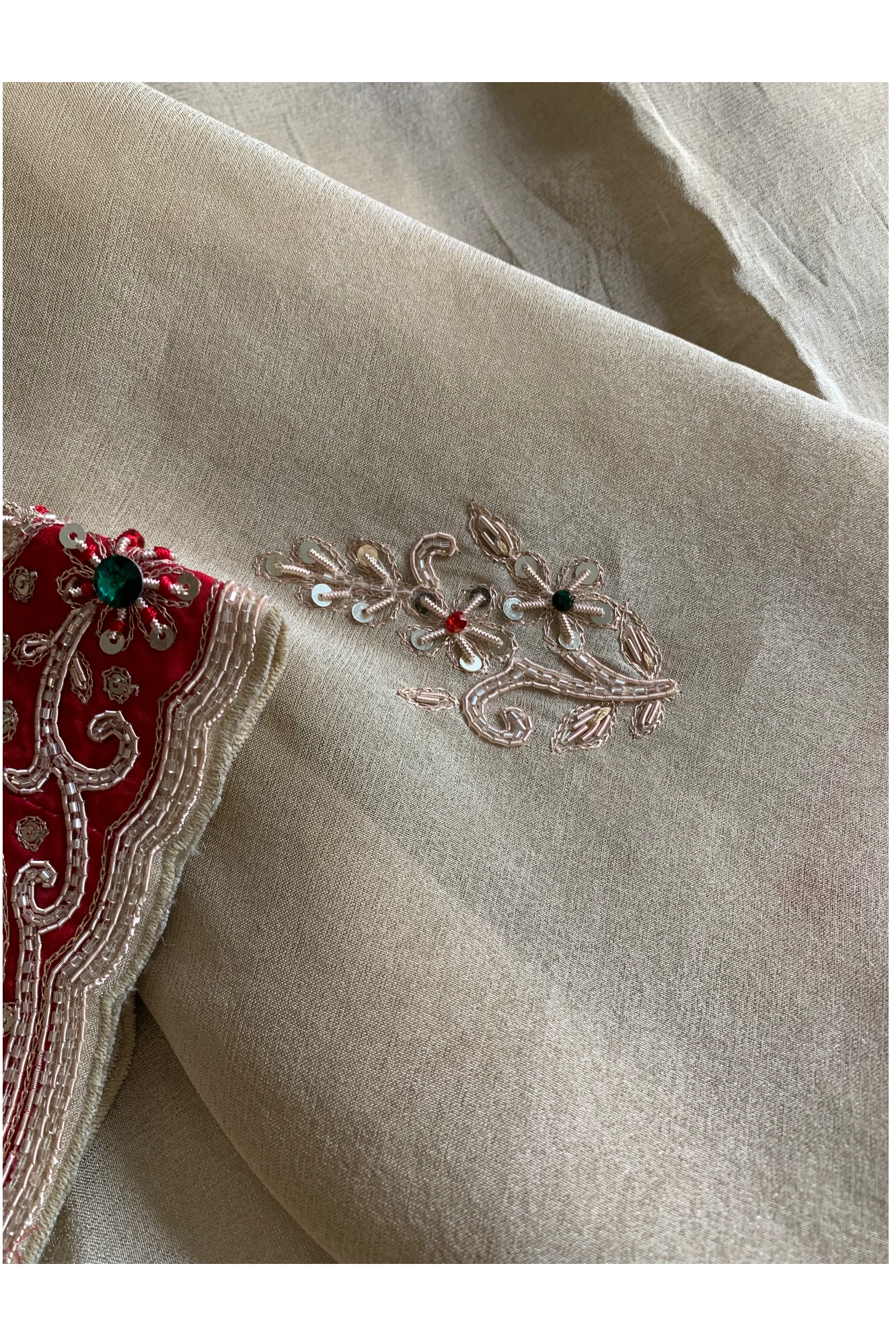 Beige Tissue Organza Saree 5657 12