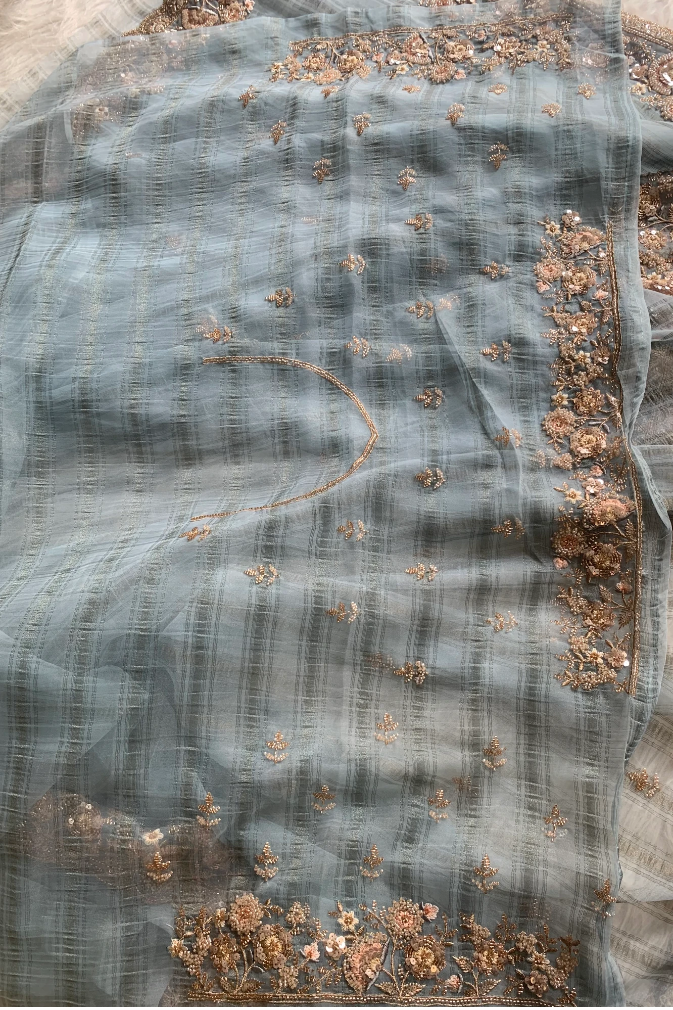 Sky Blue Organza Saree 5820 01