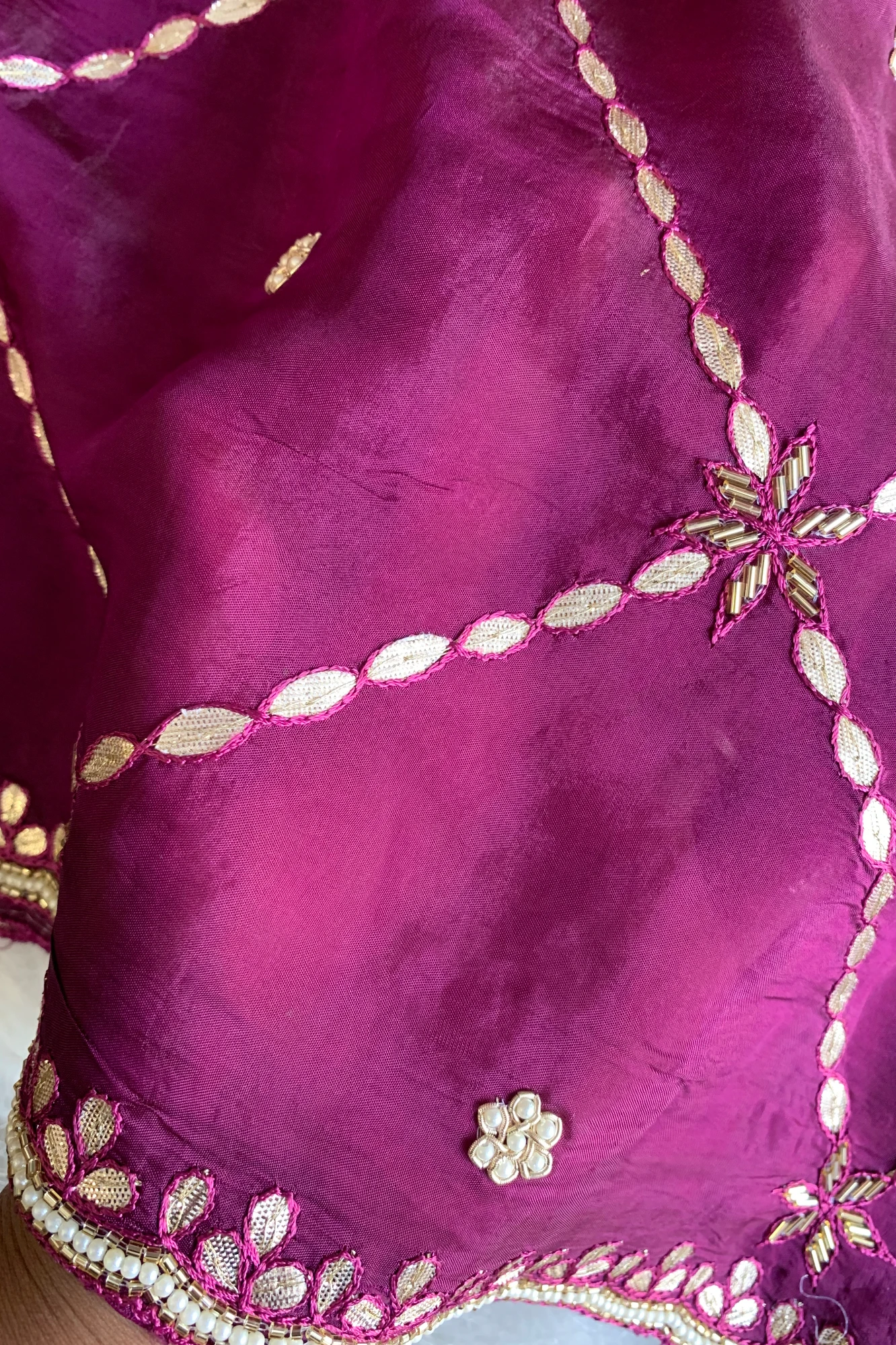Purple Gota Jaal Habutai Silk Saree 5700 03