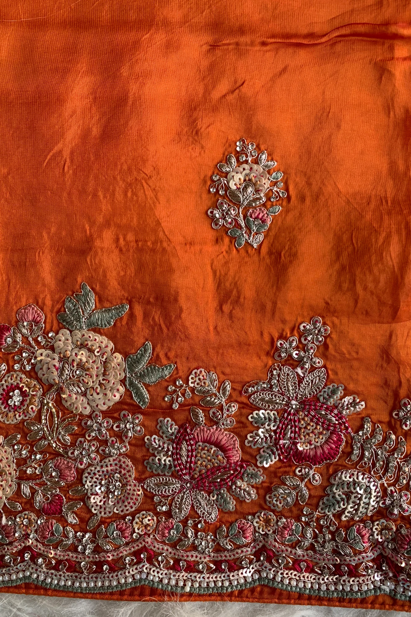Orange Habutai Silk Saree 5662 10