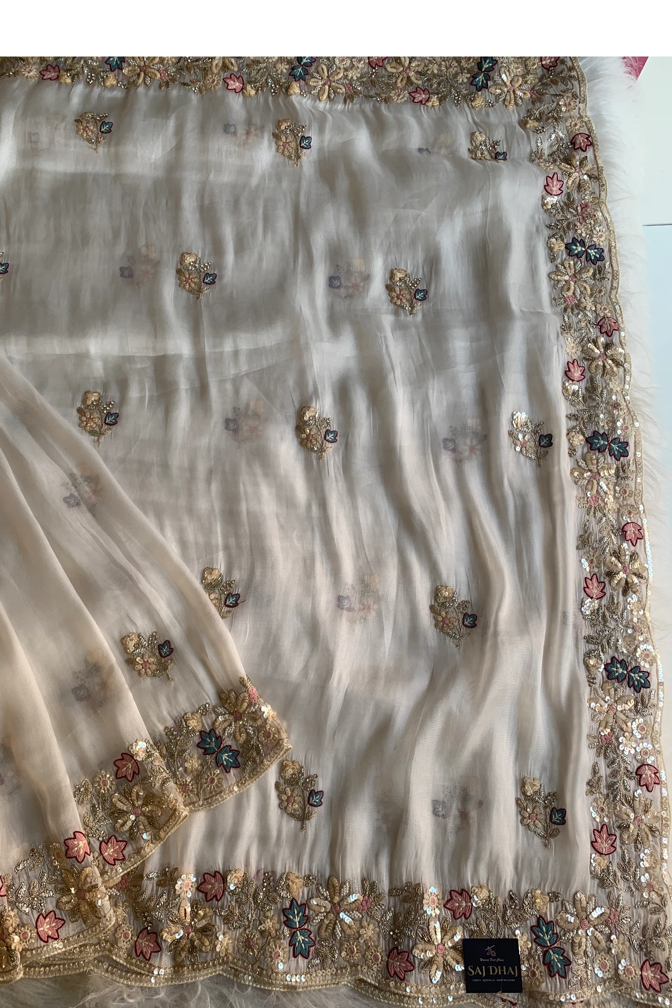 White Reyana Organza Saree 5795 01
