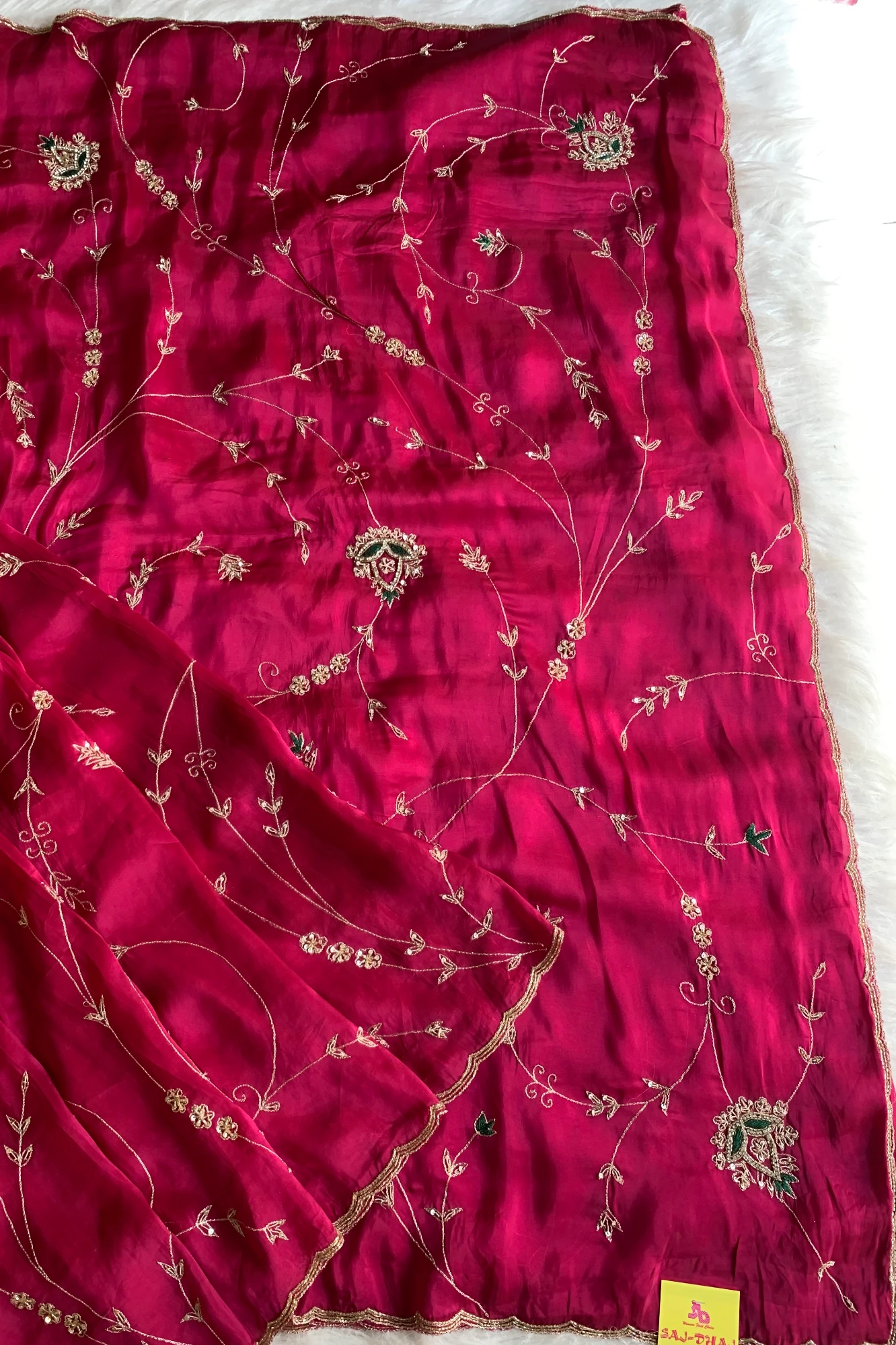 Rani Pink Habutai Silk Saree 5765 02