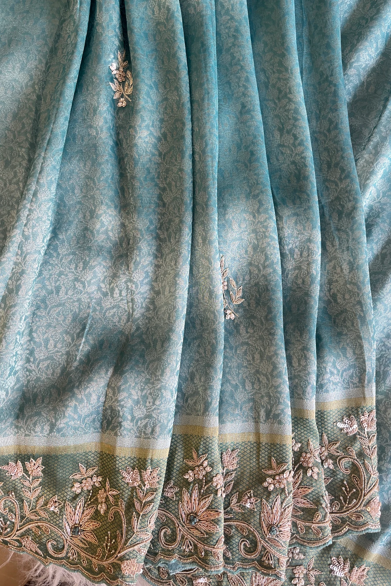 Sea Blue Kanchipuram Silk Saree 5764 05