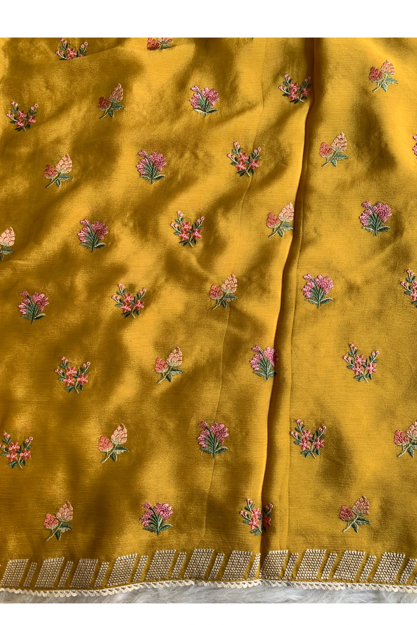 Mustard Yellow Chinnon Georgette Saree 5752 07