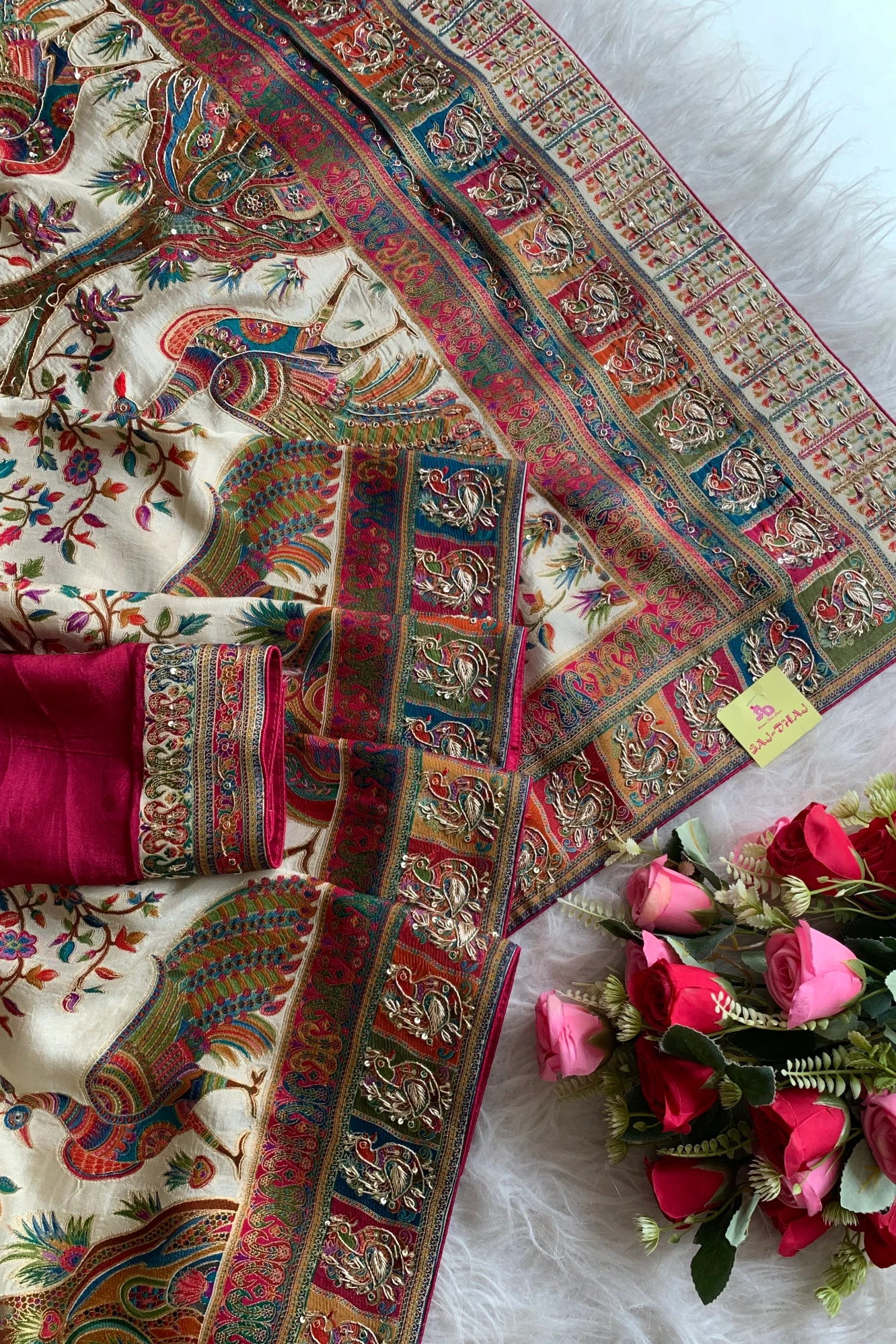Multicolor Peacock Motif Silk Saree 5518 09